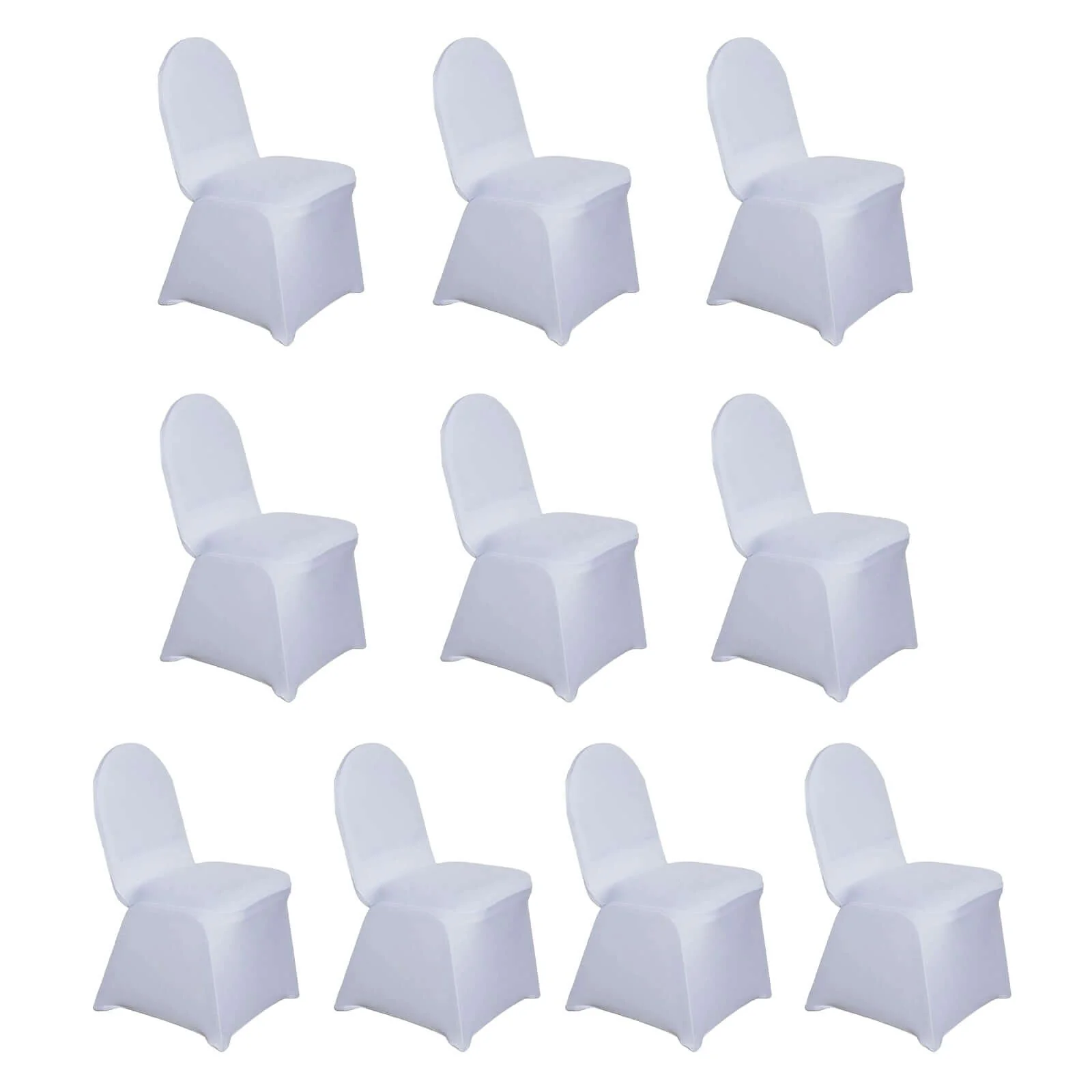 10 Pack Spandex Fitted Banquet Chair Covers White - Reusable Stretch Slip-On Slipcovers for Weddings & Events - Image 3