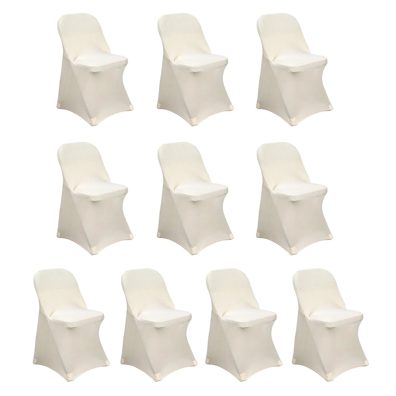 10 Pack Stretch Spandex Folding Chair Covers Beige - 160GSM Superior Durability with a Snug Fit Slipcovers - Image 3