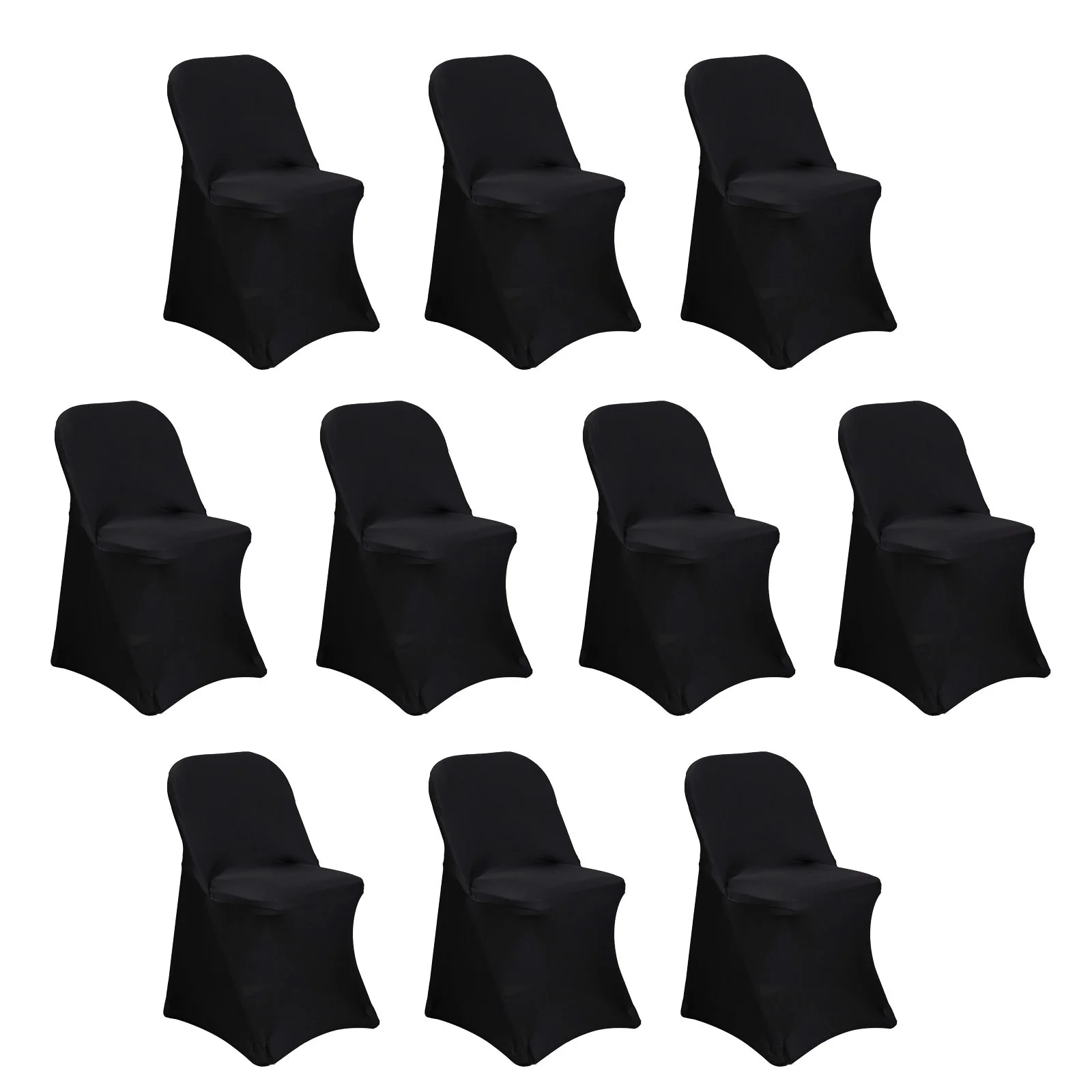 10 Pack Stretch Spandex Folding Chair Covers Black - 160GSM Superior Durability with a Snug & Stylish Fit Slipcovers