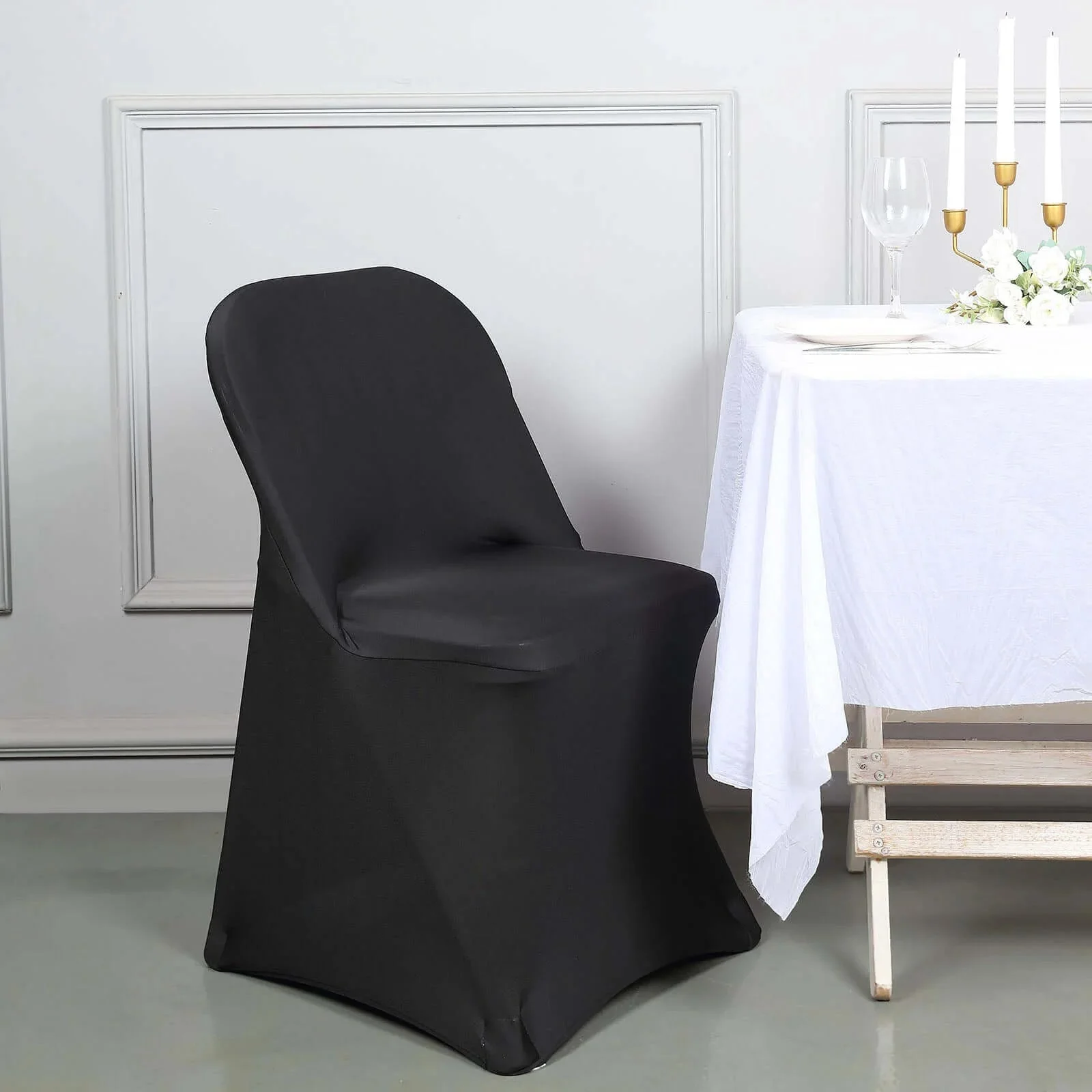 10 Pack Stretch Spandex Folding Chair Covers Black - 160GSM Superior Durability with a Snug & Stylish Fit Slipcovers - Image 6