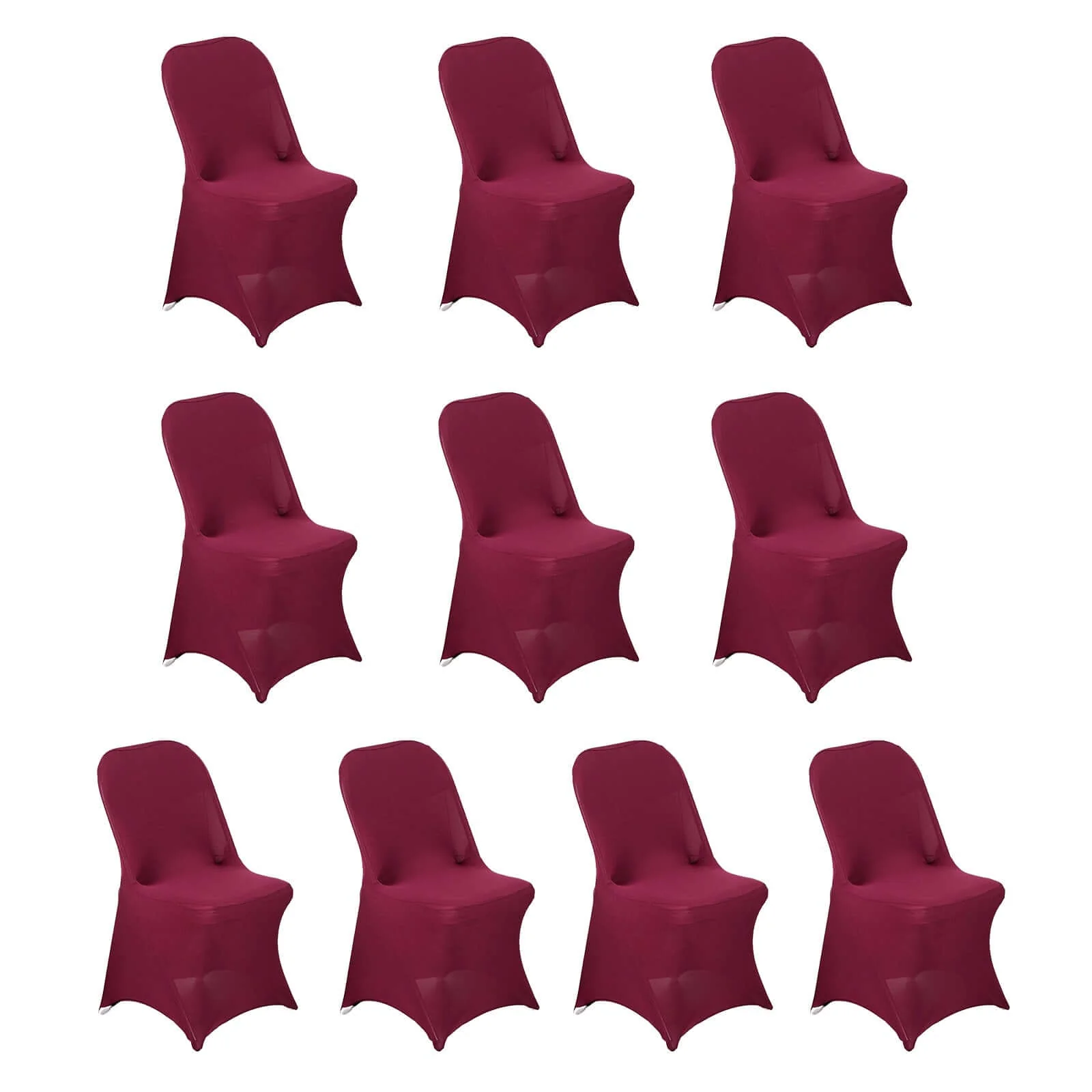 10 Pack Stretch Spandex Folding Chair Covers Burgundy - 160GSM Superior Durability with a Snug Fit Slipcovers - Image 3