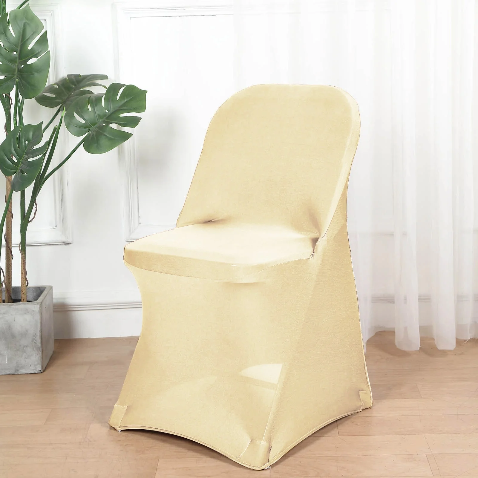 10 Pack Stretch Spandex Folding Chair Covers Champagne - 160GSM Superior Durability with a Snug Fit Slipcovers - Image 5