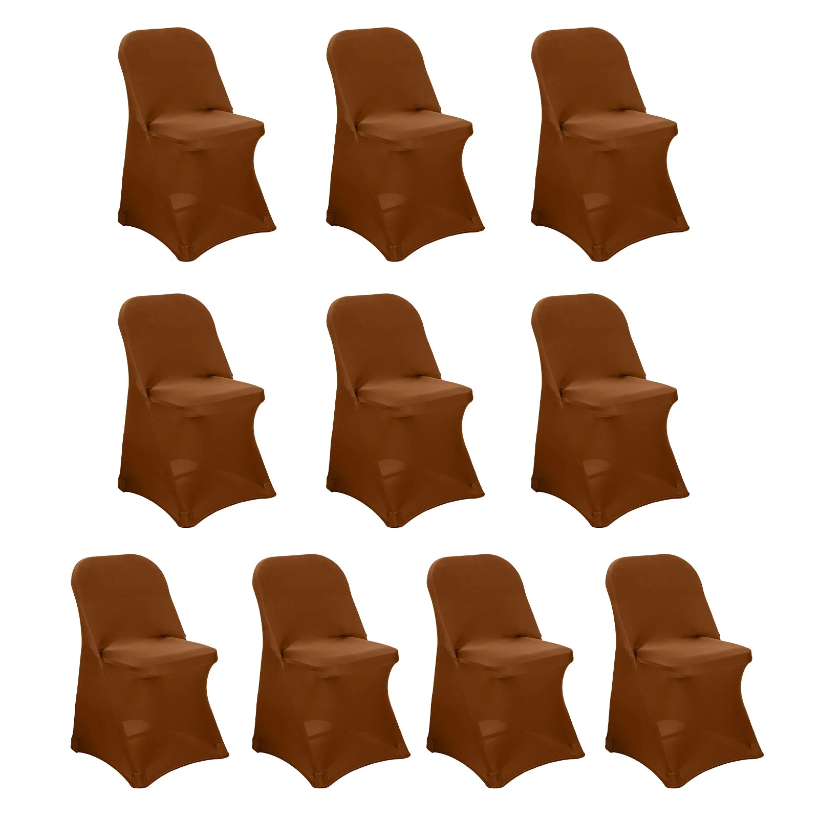 10 Pack Stretch Spandex Folding Chair Covers Cinnamon Brown - 160GSM Superior Durability with a Snug Fit Slipcovers - Image 3