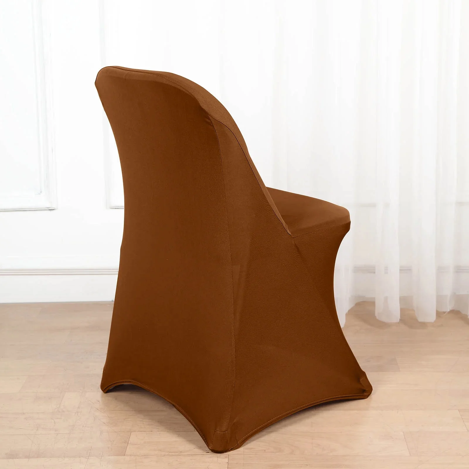 10 Pack Stretch Spandex Folding Chair Covers Cinnamon Brown - 160GSM Superior Durability with a Snug Fit Slipcovers - Image 5