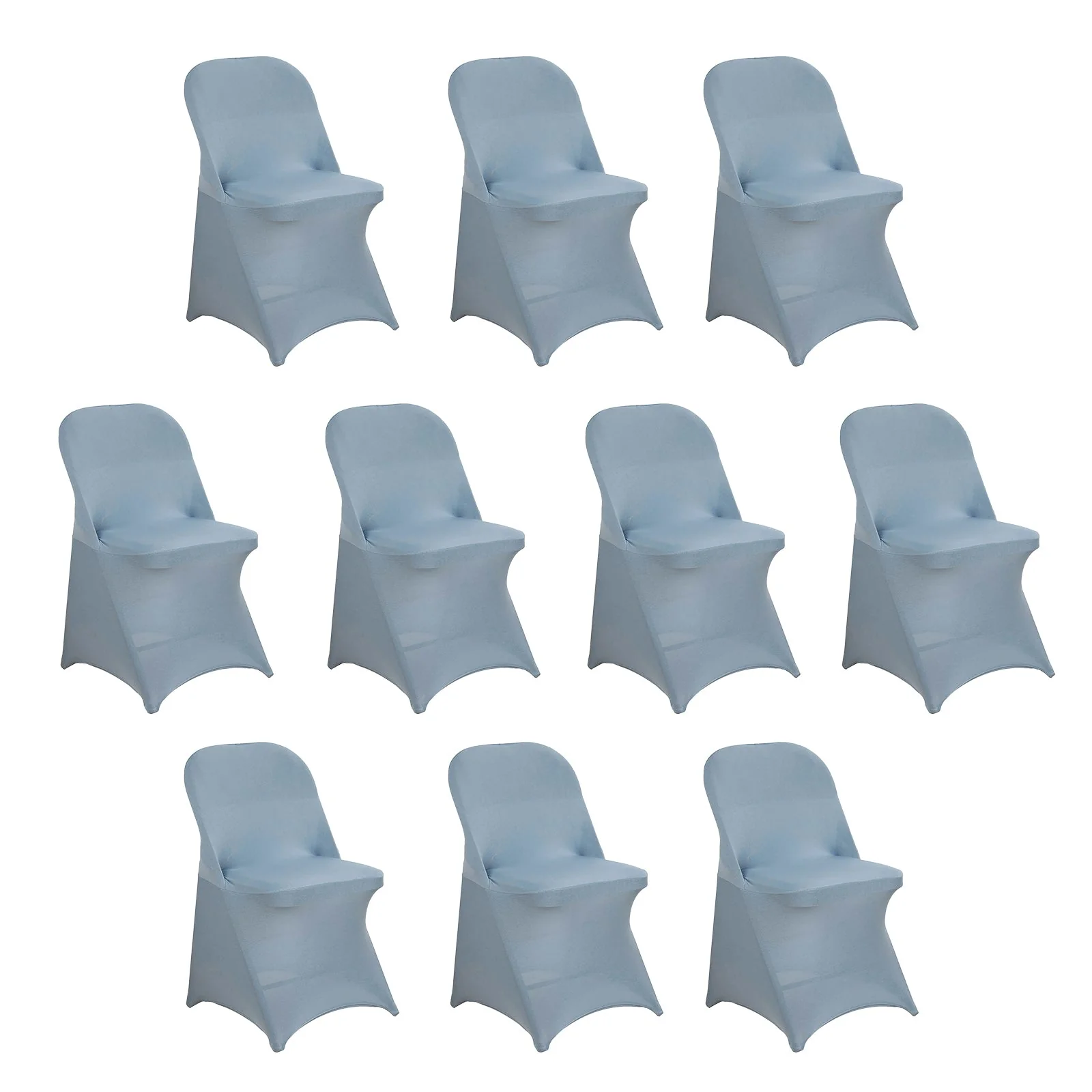 10 Pack Stretch Spandex Folding Chair Covers Dusty Blue - 160GSM Superior Durability with a Snug Fit Slipcovers