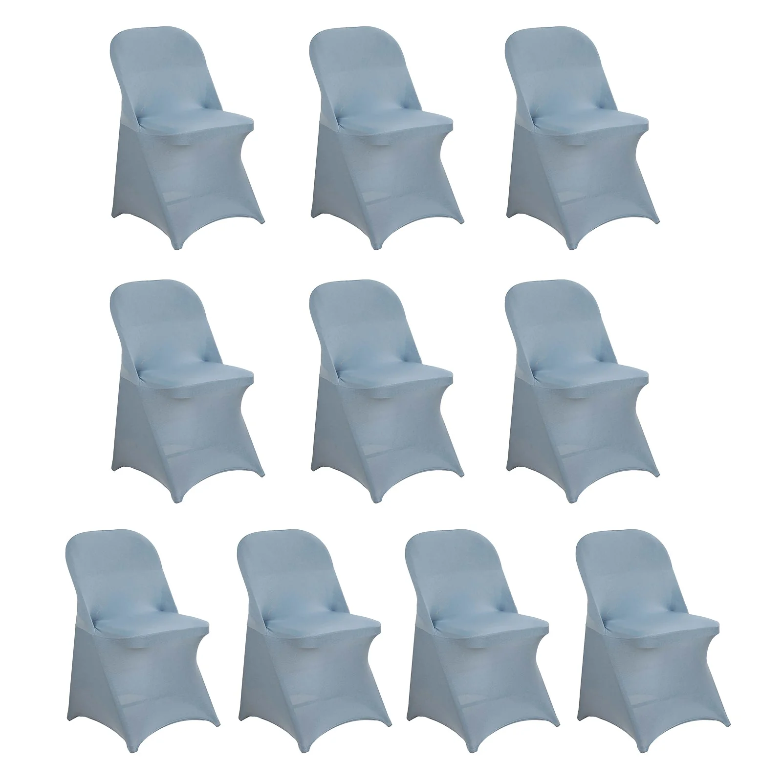 10 Pack Stretch Spandex Folding Chair Covers Dusty Blue - 160GSM Superior Durability with a Snug Fit Slipcovers - Image 3