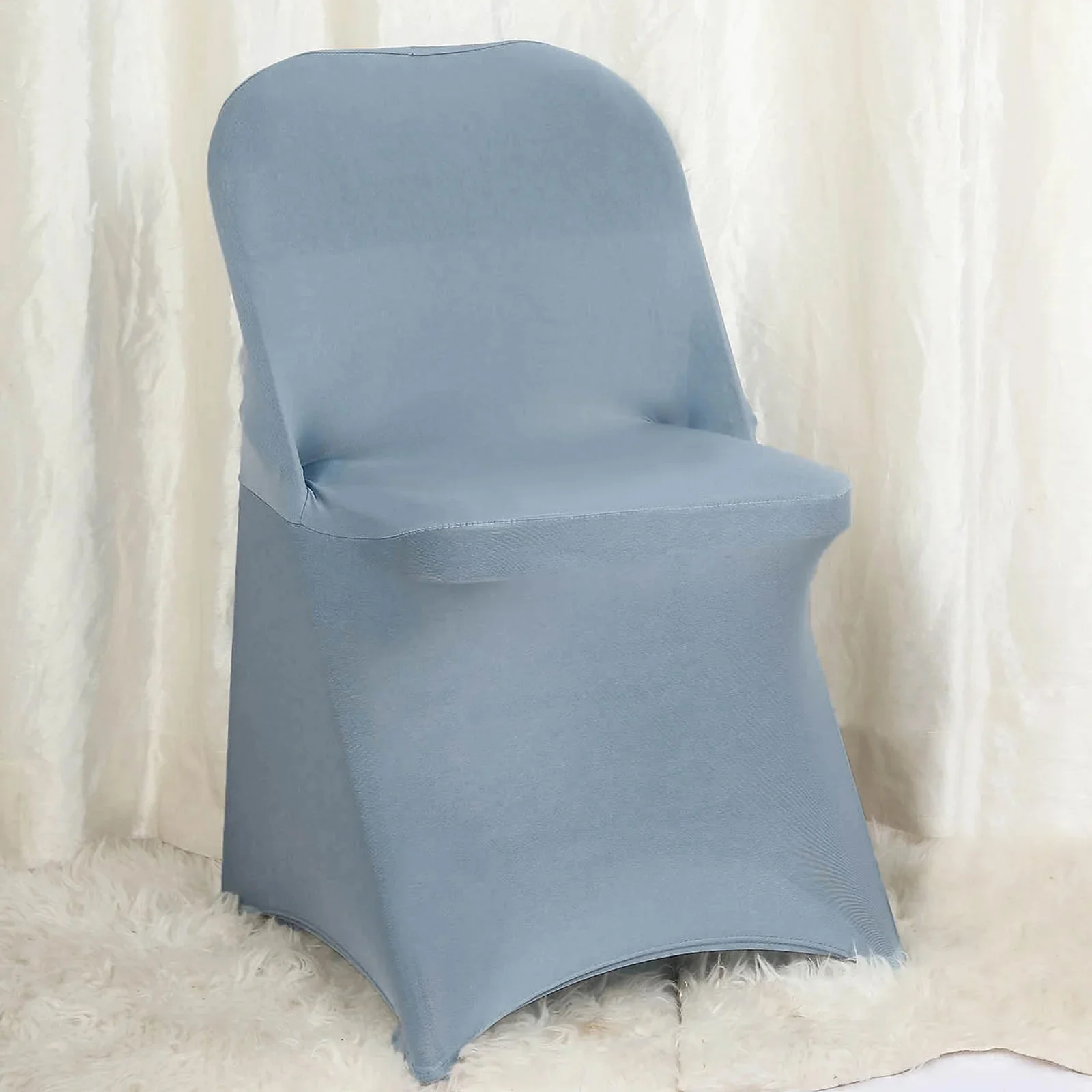 10 Pack Stretch Spandex Folding Chair Covers Dusty Blue - 160GSM Superior Durability with a Snug Fit Slipcovers - Image 5