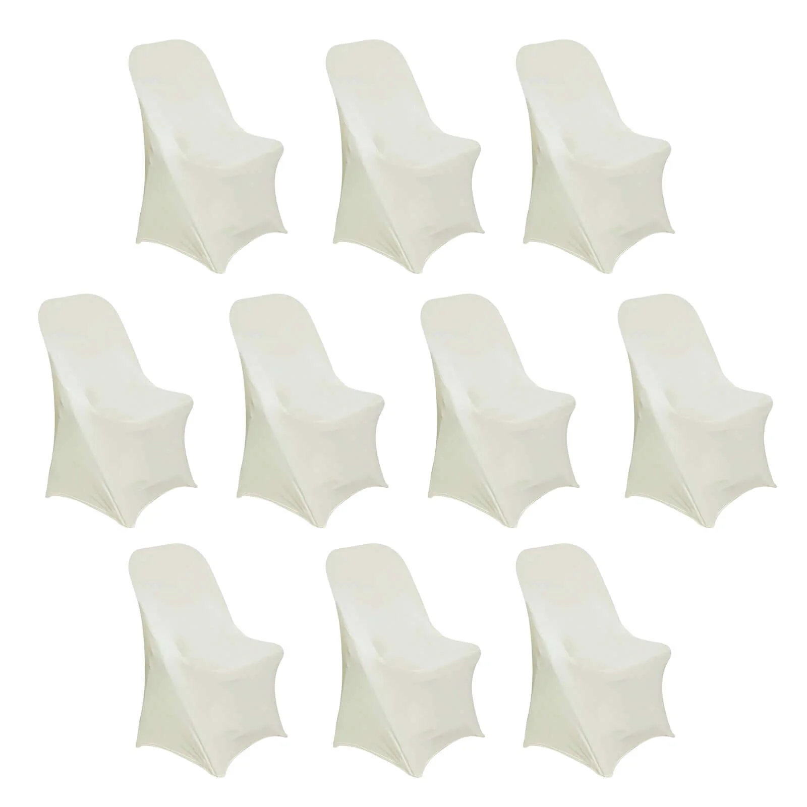 10 Pack Stretch Spandex Folding Chair Covers Ivory - 160GSM Superior Durability with a Snug Fit Slipcovers