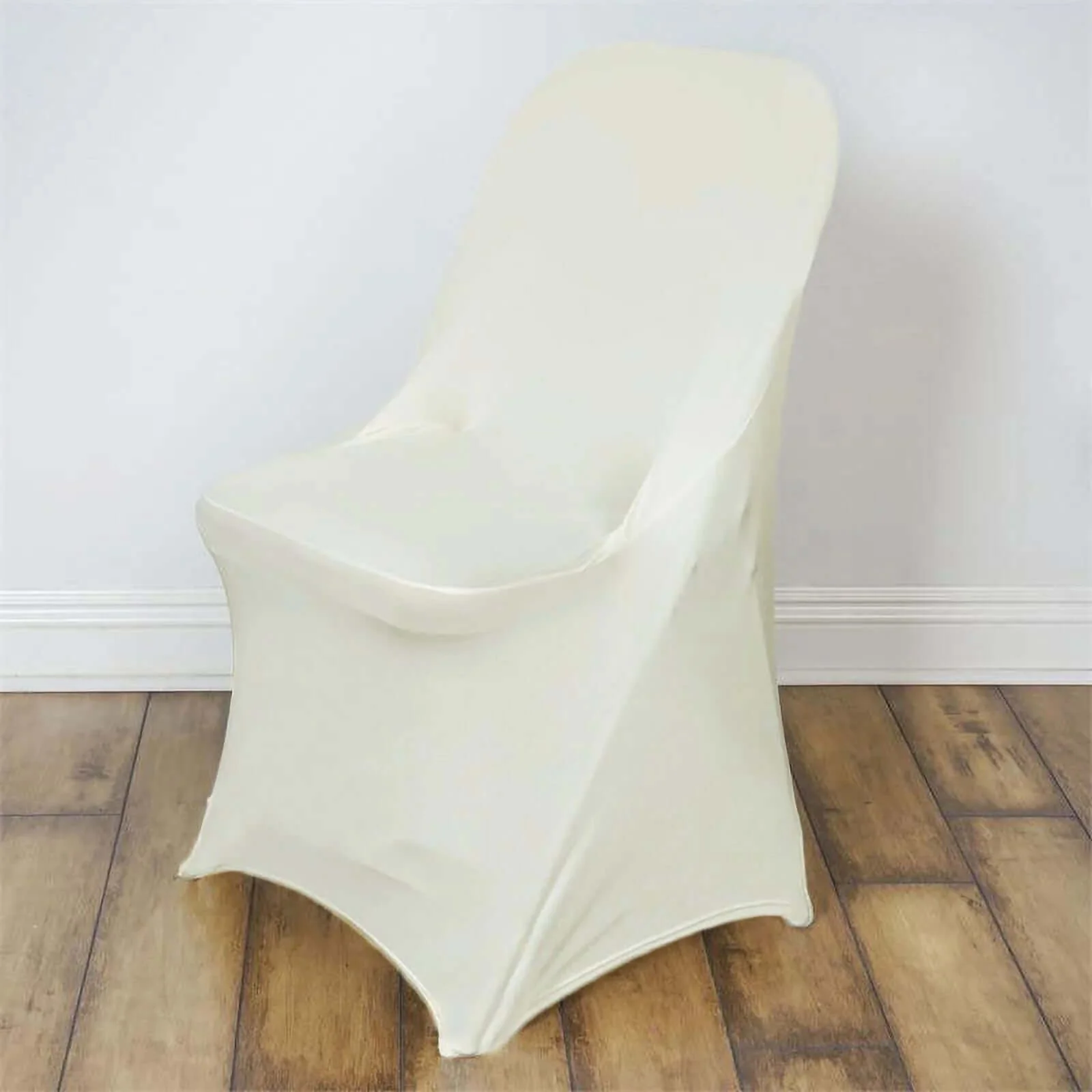 10 Pack Stretch Spandex Folding Chair Covers Ivory - 160GSM Superior Durability with a Snug Fit Slipcovers - Image 6