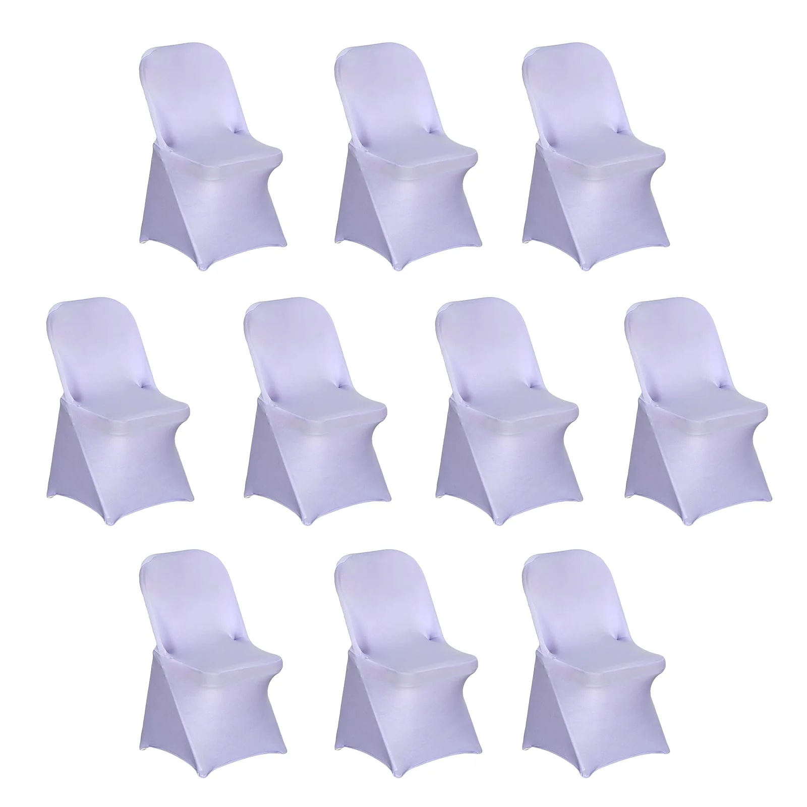 10 Pack Stretch Spandex Folding Chair Covers Lavender Lilac - 160GSM Superior Durability with a Snug Fit Slipcovers