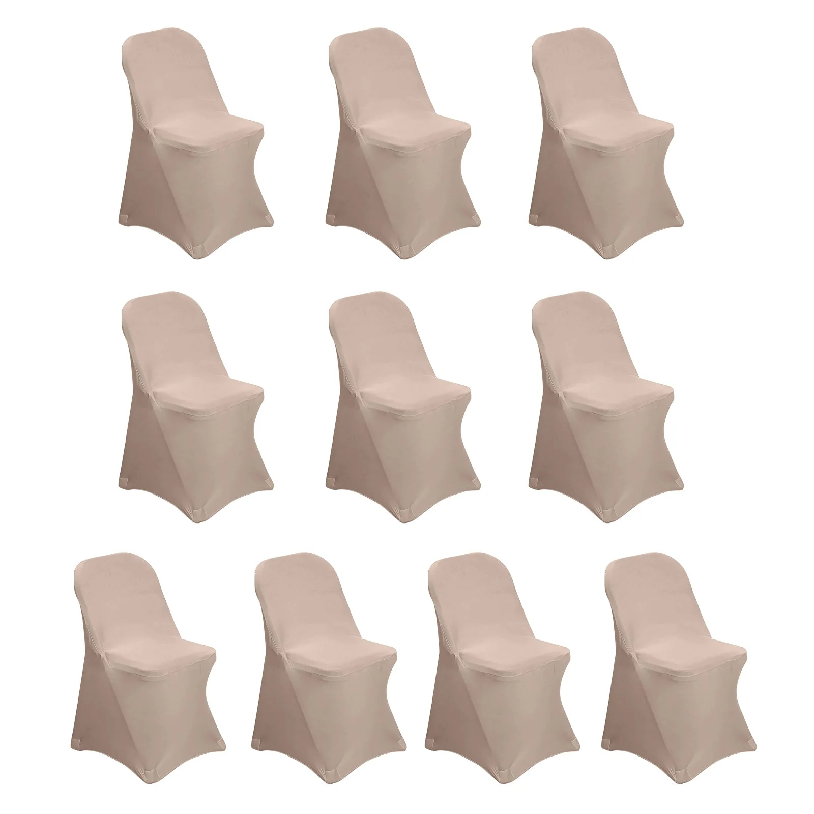 10 Pack Stretch Spandex Folding Chair Covers Nude - 160GSM Superior Durability with a Snug Fit Slipcovers - Image 3