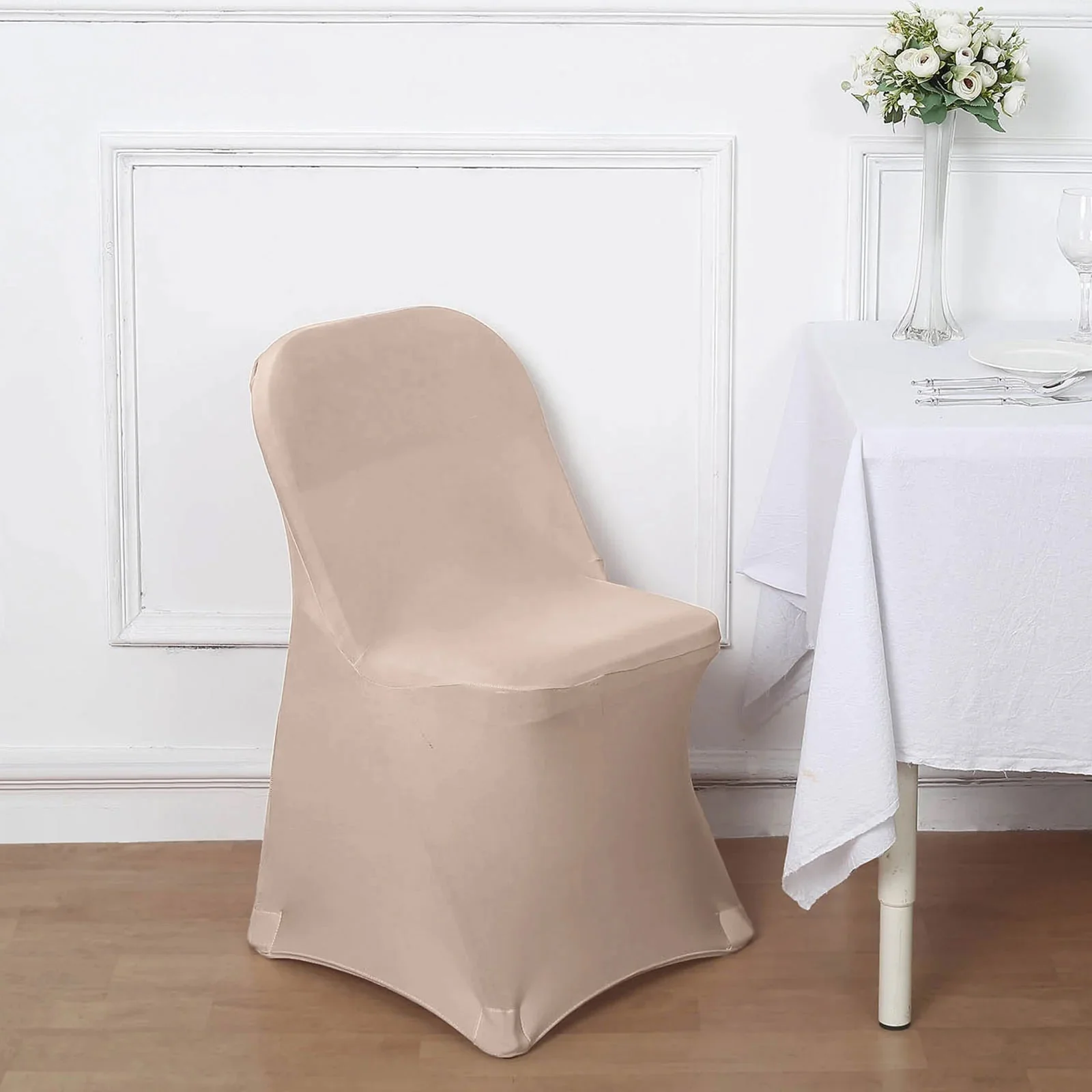 10 Pack Stretch Spandex Folding Chair Covers Nude - 160GSM Superior Durability with a Snug Fit Slipcovers - Image 5