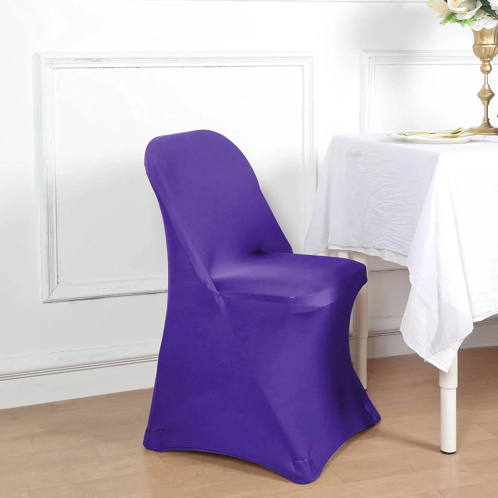 10 Pack Stretch Spandex Folding Chair Covers Purple - 160GSM Superior Durability with a Snug Fit Slipcovers - Image 4