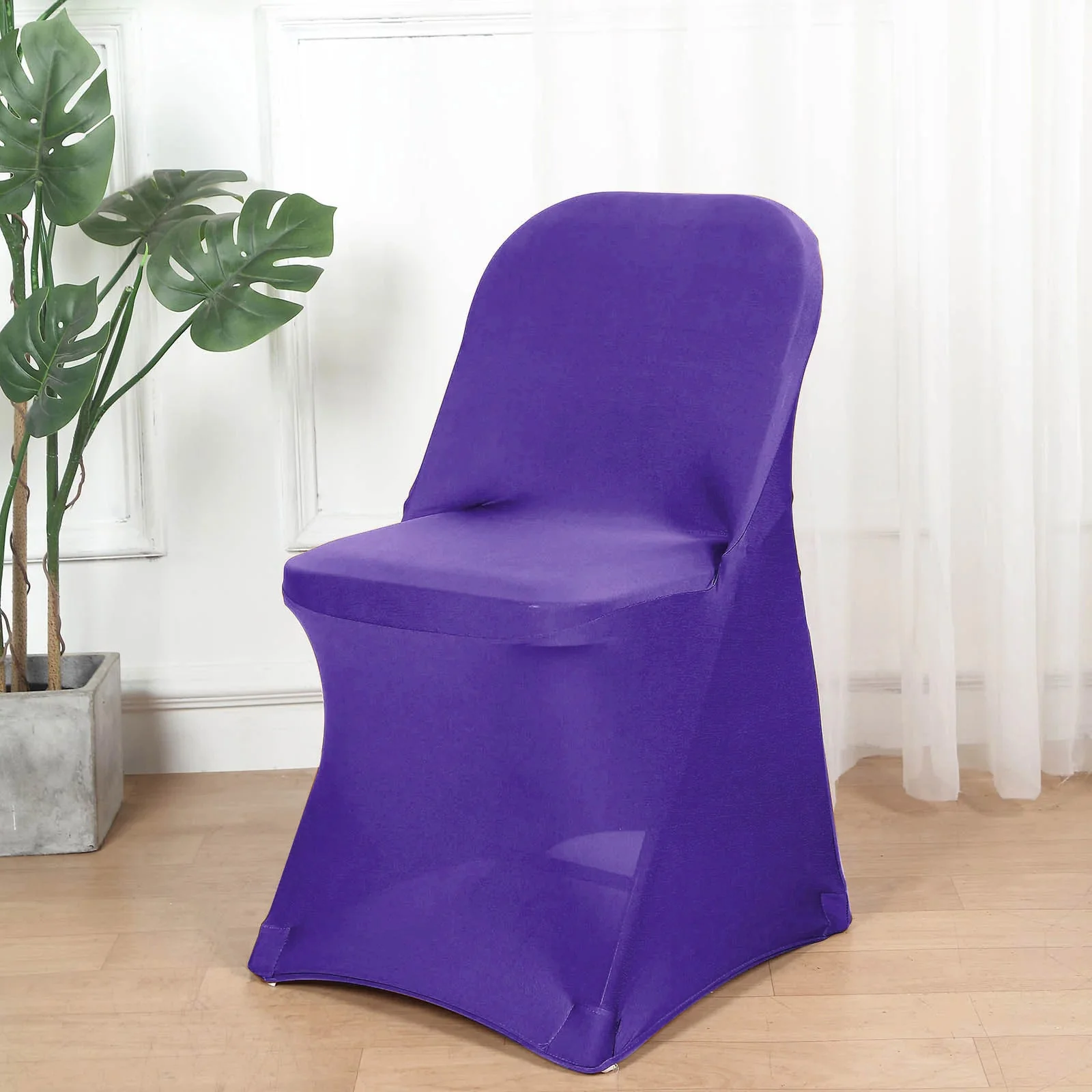 10 Pack Stretch Spandex Folding Chair Covers Purple - 160GSM Superior Durability with a Snug Fit Slipcovers - Image 5
