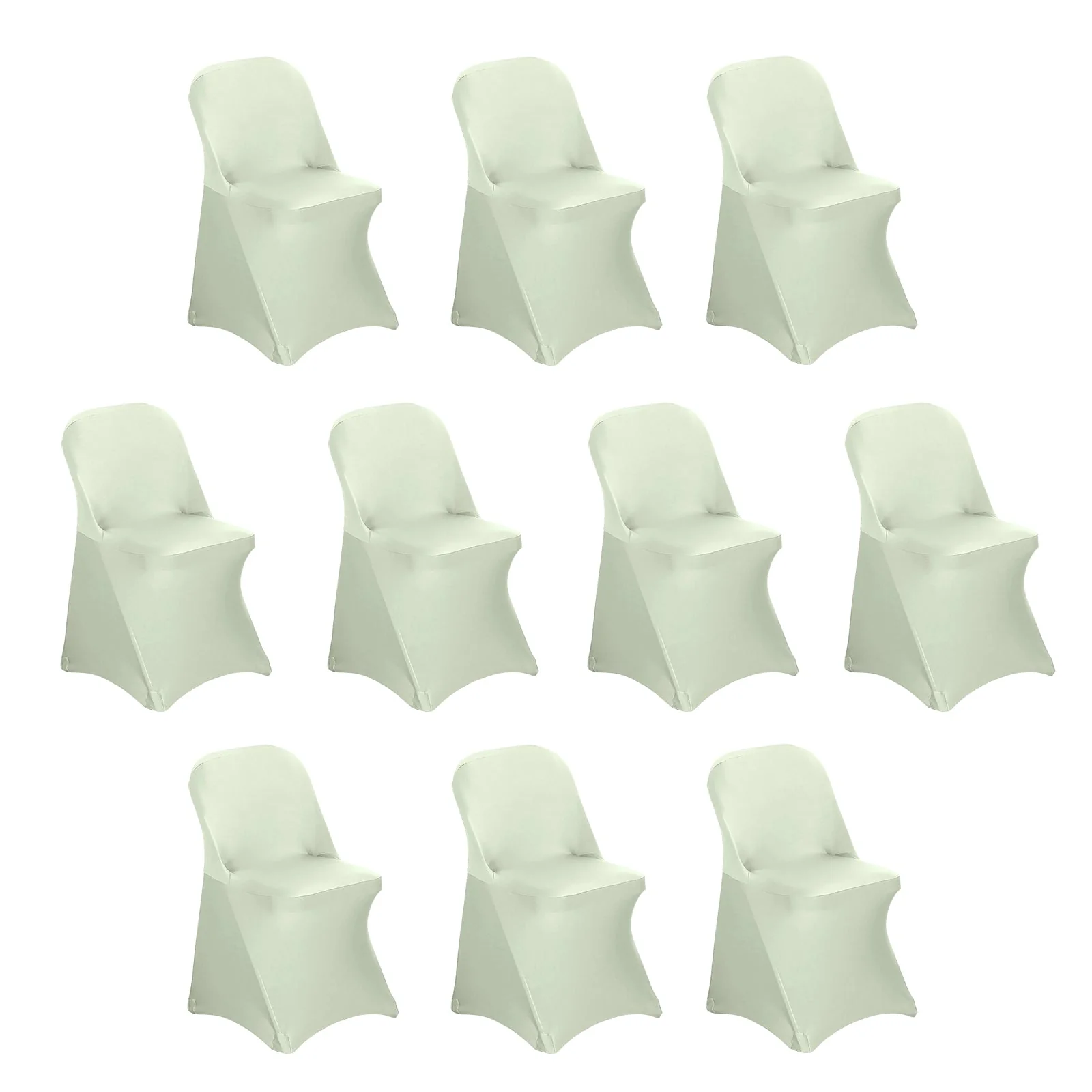 10 Pack Stretch Spandex Folding Chair Covers Sage Green - 160GSM Superior Durability with a Snug Fit Slipcovers