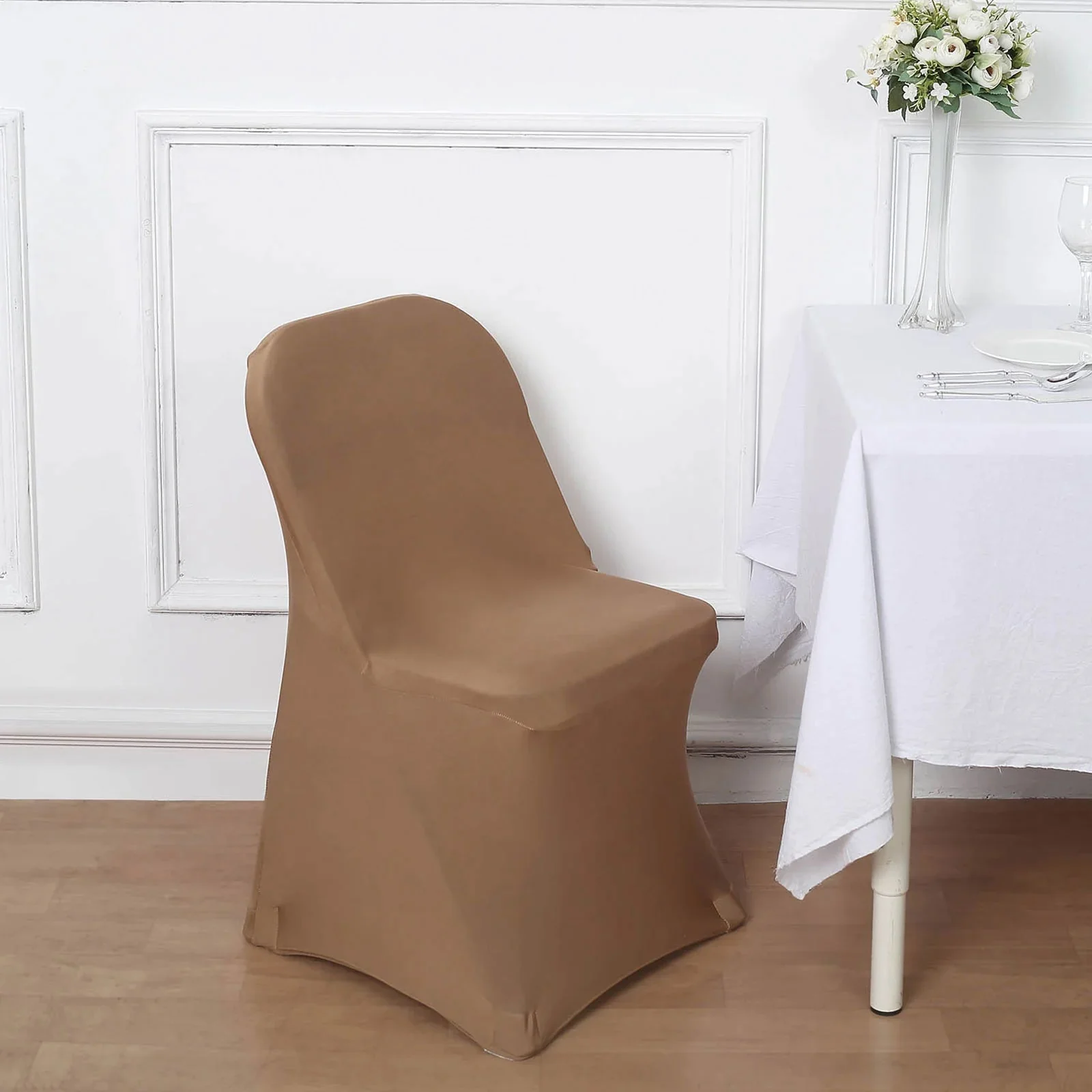 10 Pack Stretch Spandex Folding Chair Covers Taupe - 160GSM Superior Durability with a Snug Fit Slipcovers - Image 5
