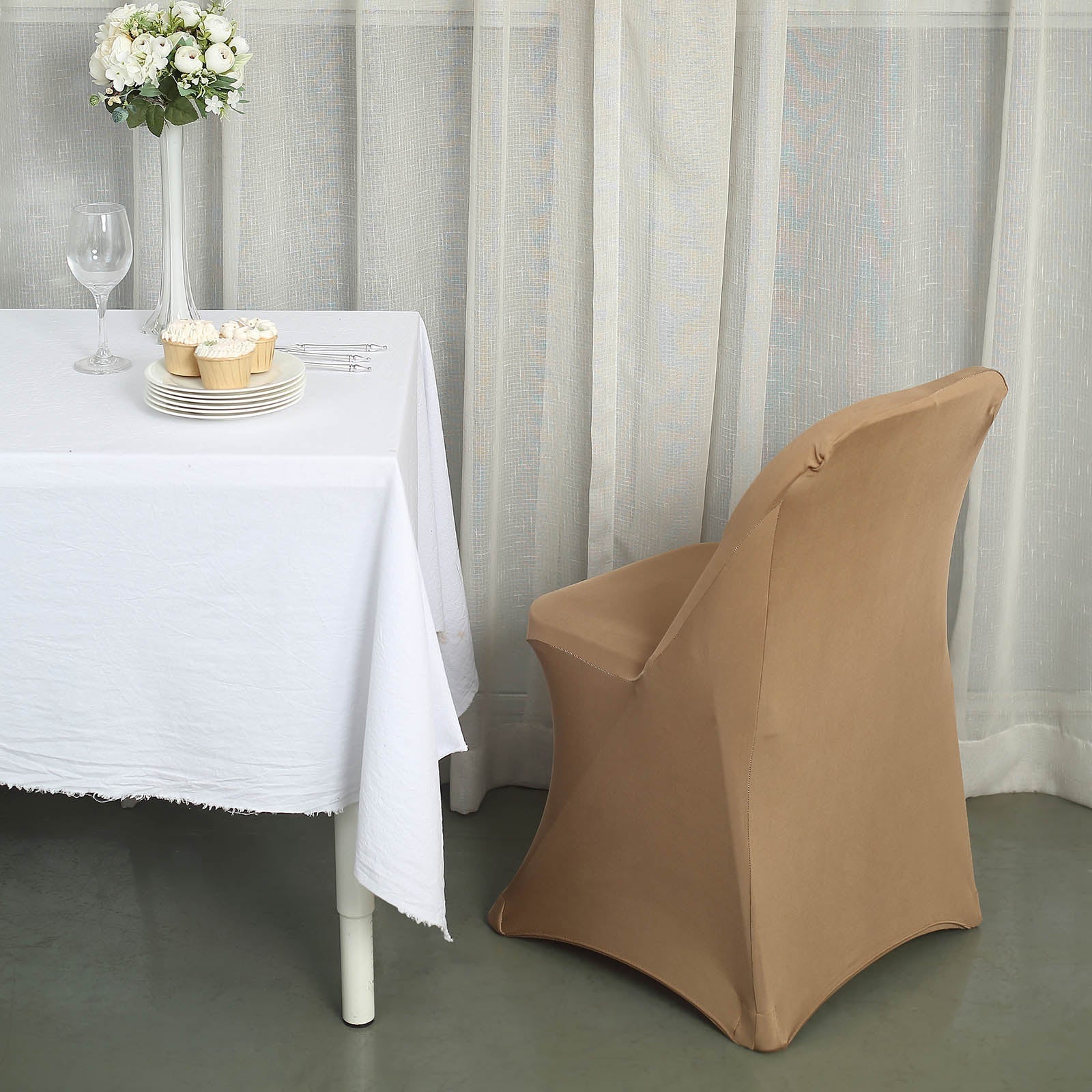 10 Pack Stretch Spandex Folding Chair Covers Taupe - 160GSM Superior Durability with a Snug Fit Slipcovers - Image 6