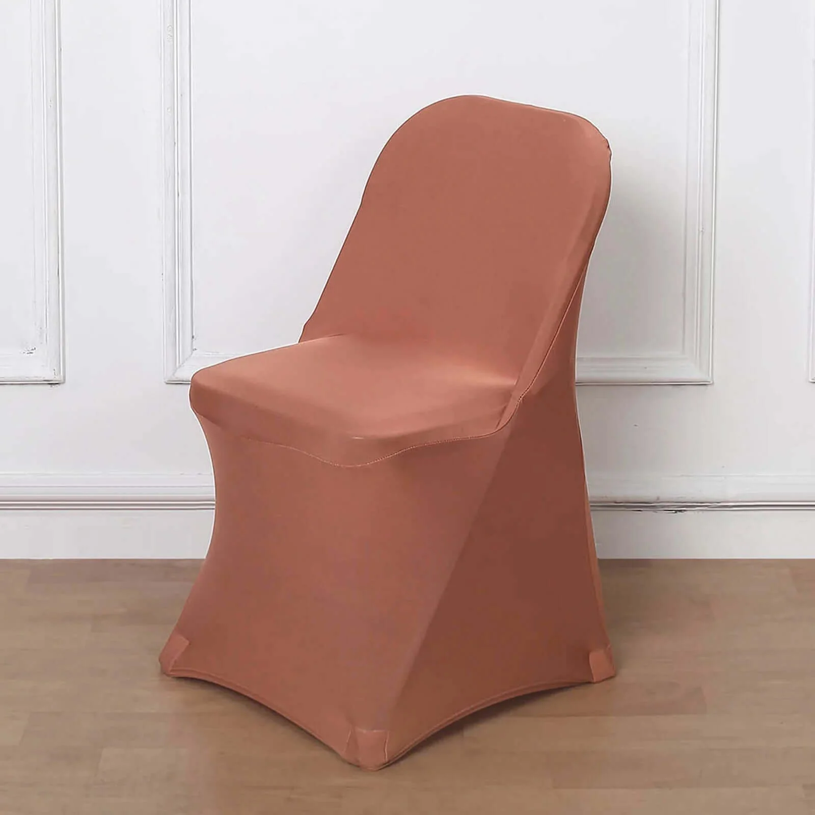 10 Pack Stretch Spandex Folding Chair Covers Terracotta (Rust) - 160GSM Superior Durability with a Snug Fit Slipcovers - Image 2