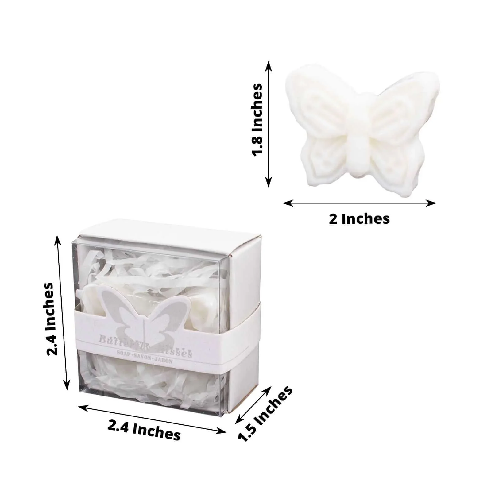 10 Pack White Butterfly Unscented Soap Party Favors with Gift Boxes, Pre-Packed Baby Shower Wedding Souvenirs - 2" - Image 3