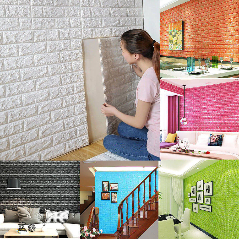 10 Pack White Foam Brick Peel And Stick 3D Wall Tile Panels Covers 58sq.ft - Image 12