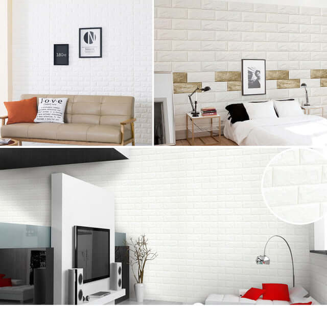 10 Pack White Foam Brick Peel And Stick 3D Wall Tile Panels Covers 58sq.ft - Image 14