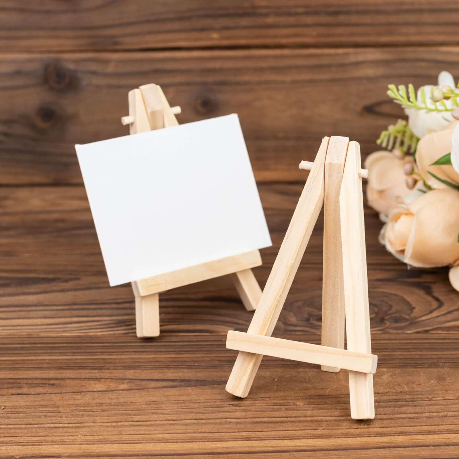 10-Pack Wooden Display Easel Stands 5" DIY Mini Design Natural - Rustic Place Card Table Number Holders - Image 6
