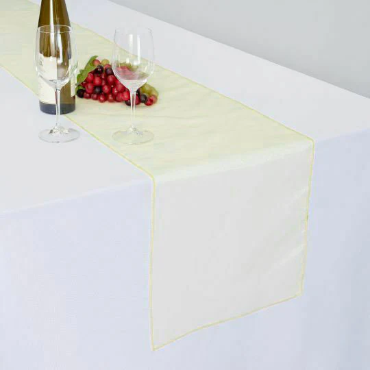 10 Pack Yellow Sheer Organza Table Runners - 14"x108" - Image 7