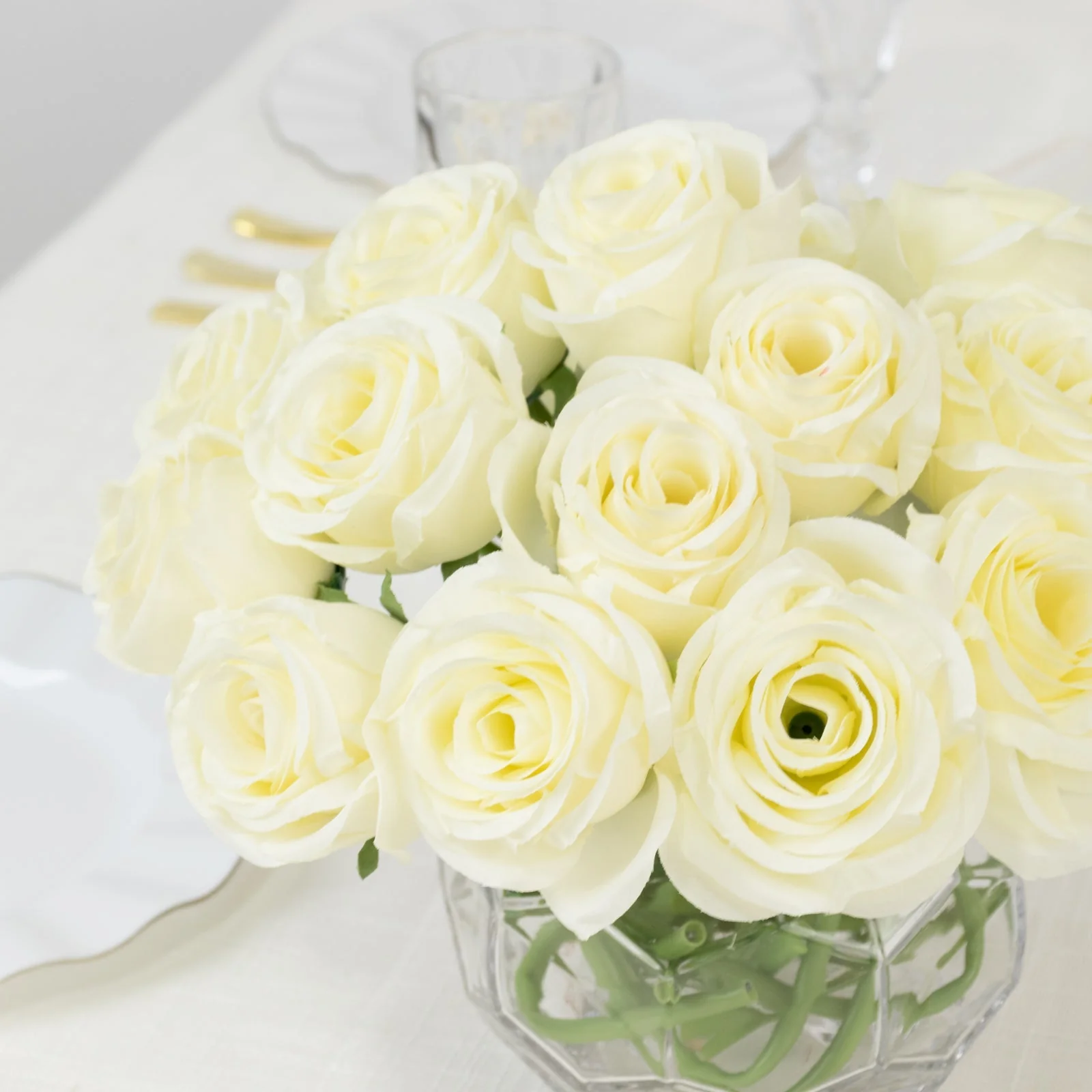 10 Pcs Ivory Silk Roses - Realistic 12" Artificial Flowers for Arrangements & Bouquets - Image 7