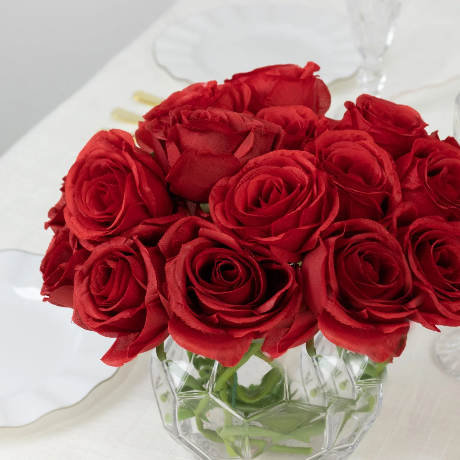10 Pcs Red Silk Roses - Realistic 12" Artificial Flowers for Arrangements & Bouquets - Image 7