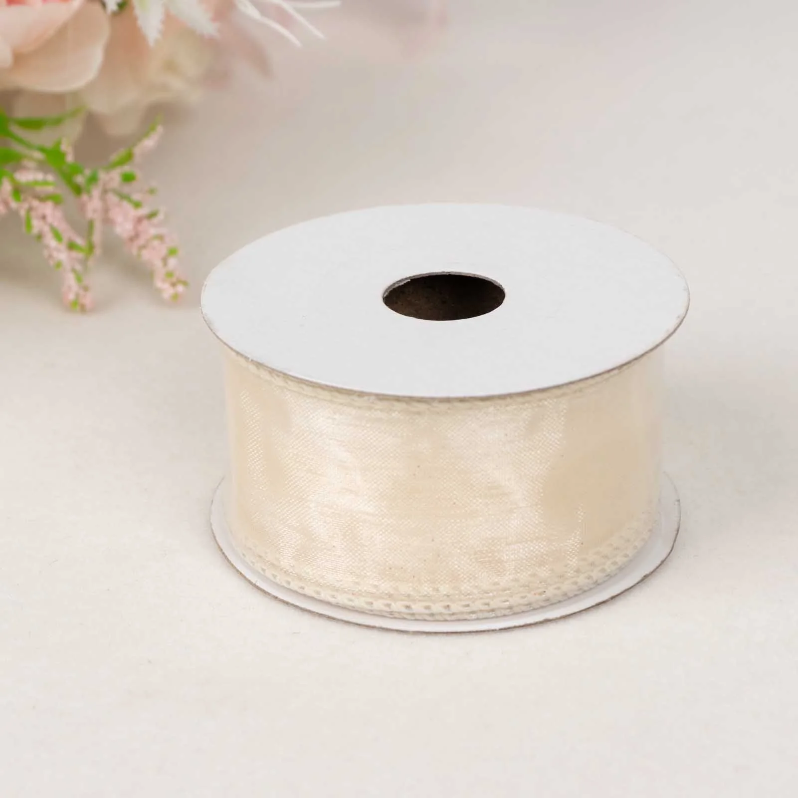 Ivory Sheer Organza Wired Edge Ribbon 10 Yards 1.5" - Image 2