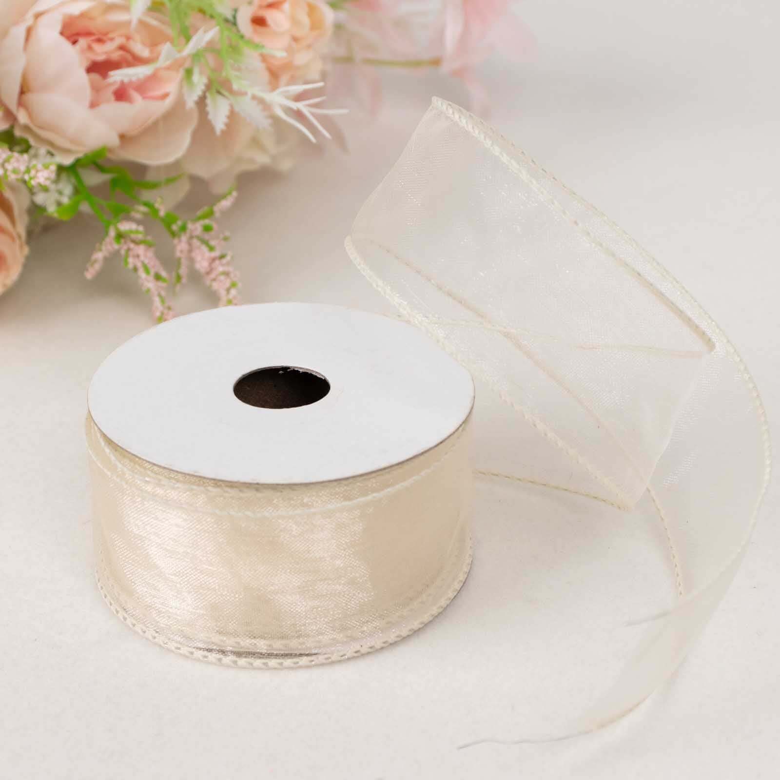 Ivory Sheer Organza Wired Edge Ribbon 10 Yards 1.5" - Image 6