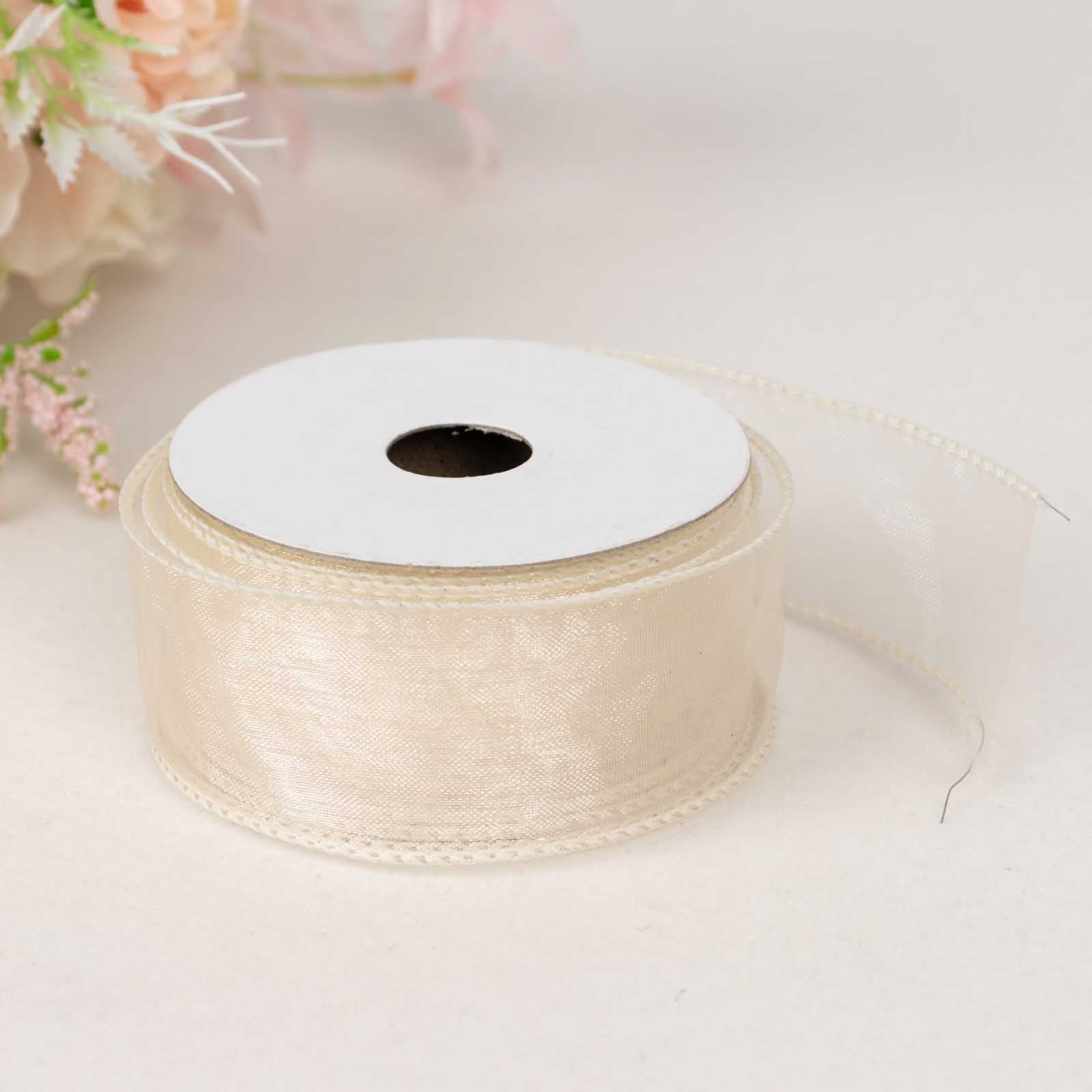 Ivory Sheer Organza Wired Edge Ribbon 10 Yards 1.5" - Image 7