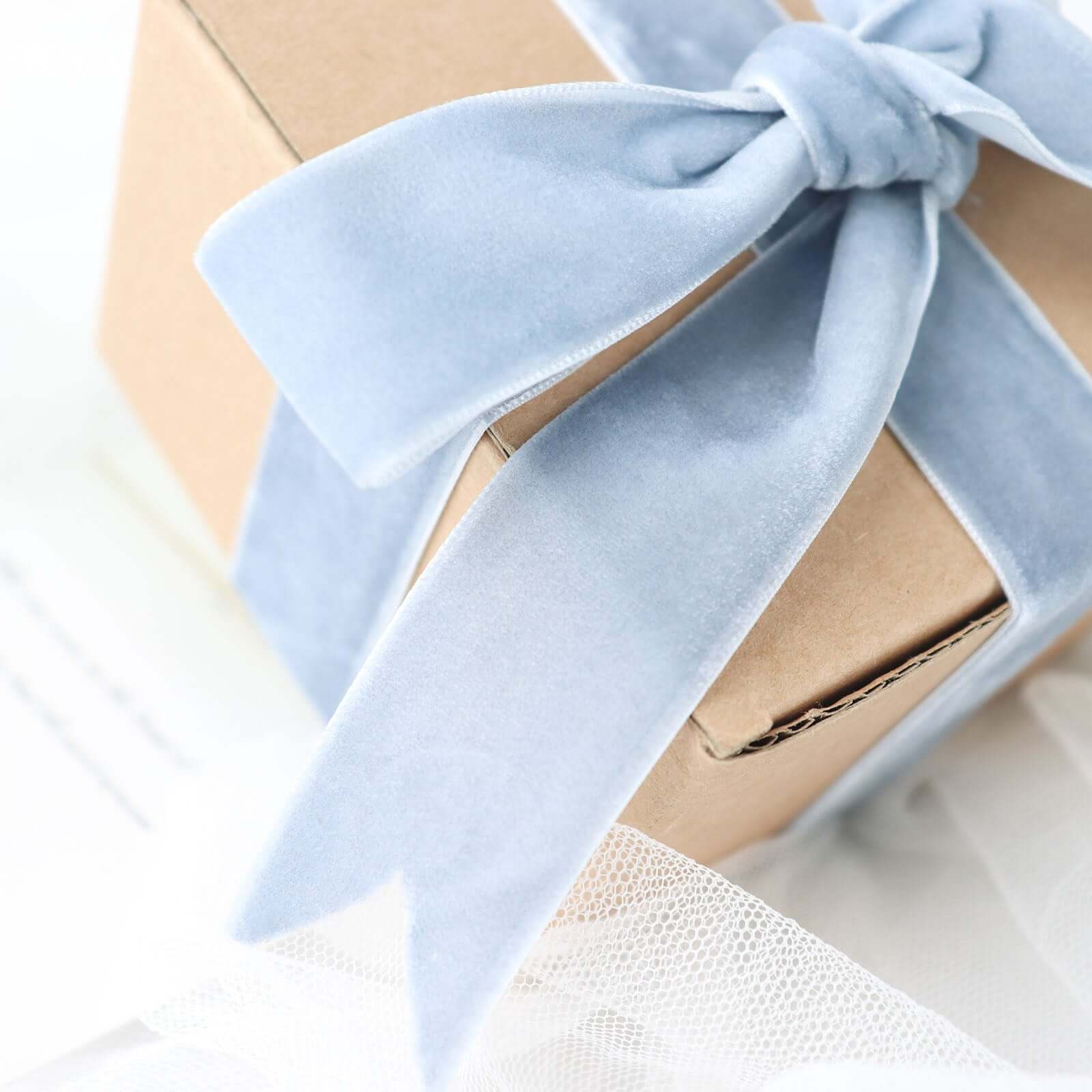 Dusty Blue Velvet Single Faced Ribbon Spool, DIY Craft Supplies, Velvet and Nylon Ribbon Roll 10 Yards 1" - Image 5