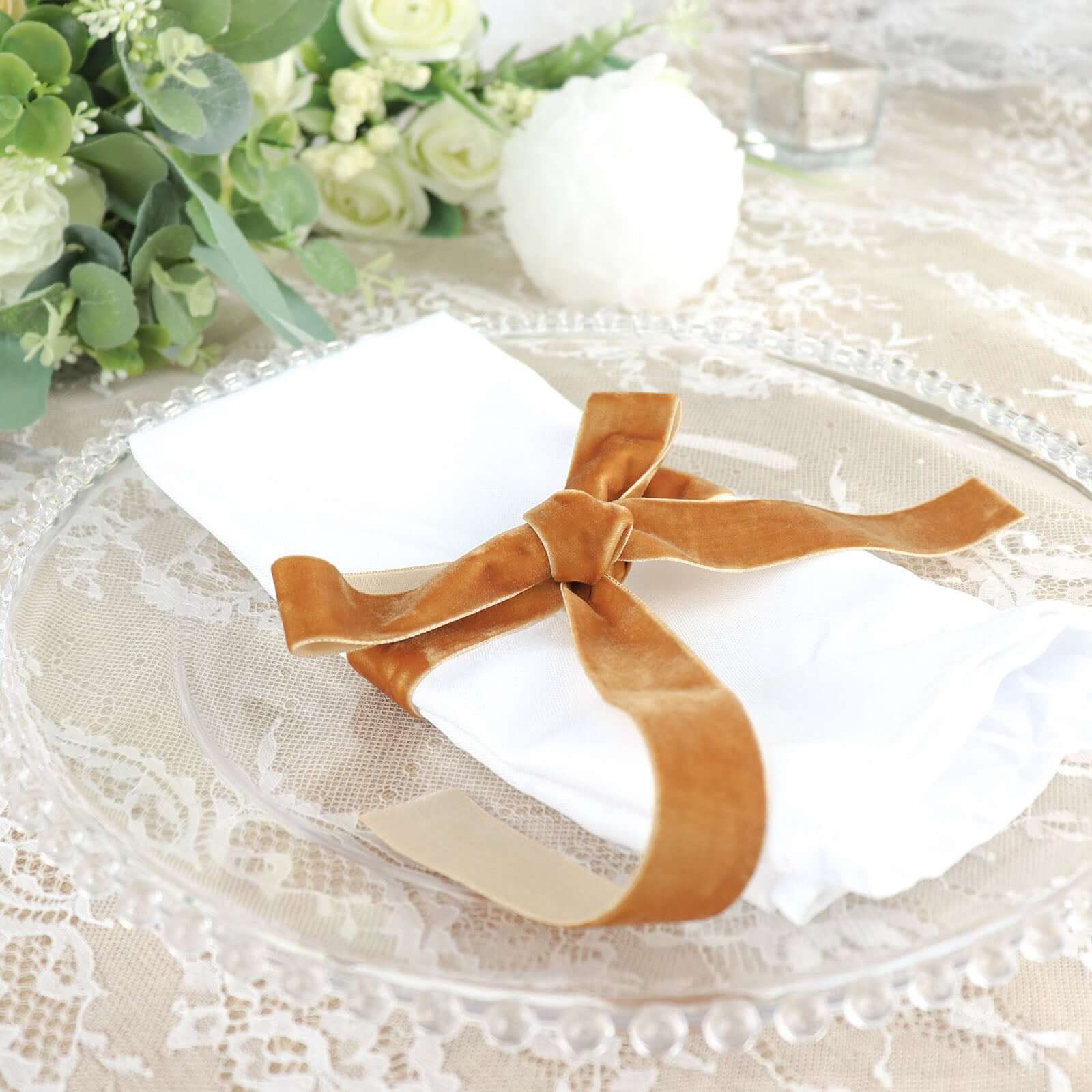 Gold Velvet Single Faced Ribbon Spool, DIY Craft Supplies, Velvet and Nylon Ribbon Roll 10 Yards 1" - Image 12
