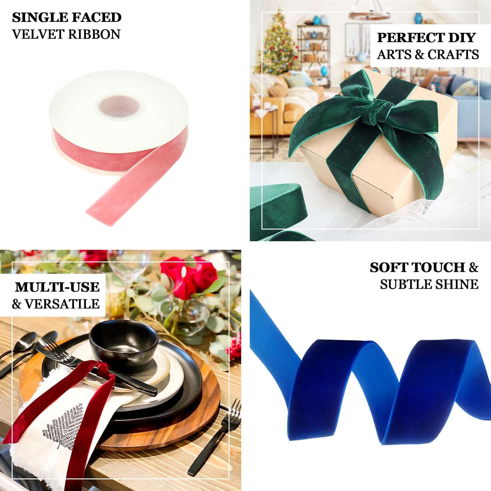 Gold Velvet Single Faced Ribbon Spool, DIY Craft Supplies, Velvet and Nylon Ribbon Roll 10 Yards 1" - Image 3