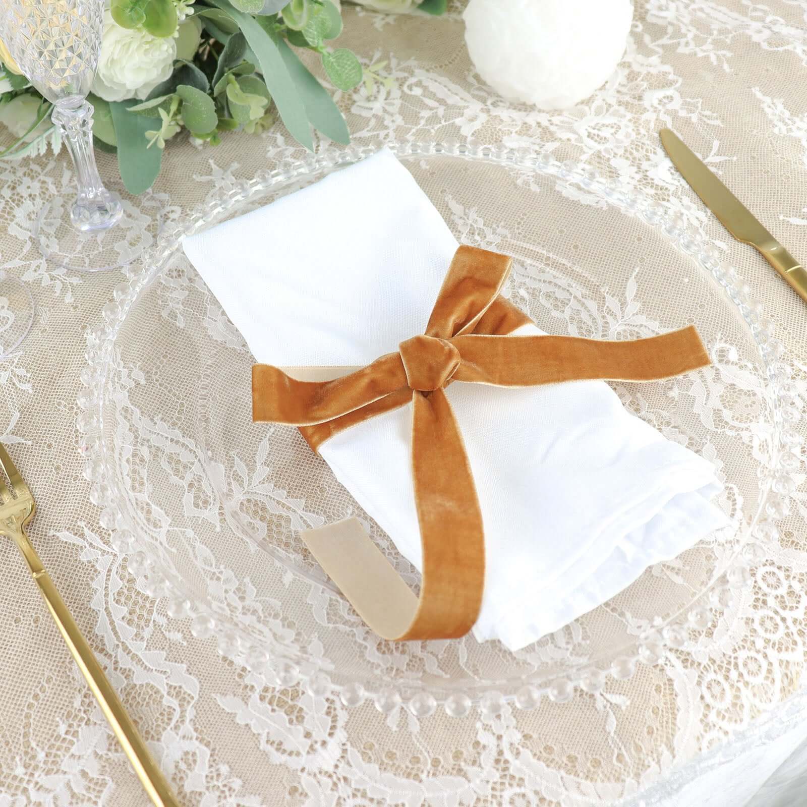Gold Velvet Single Faced Ribbon Spool, DIY Craft Supplies, Velvet and Nylon Ribbon Roll 10 Yards 1" - Image 5