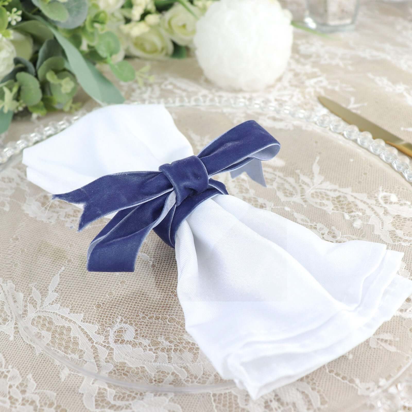 Navy Blue Velvet Single Faced Ribbon Spool, DIY Craft Supplies, Velvet and Nylon Ribbon Roll 10 Yards 1" - Image 12