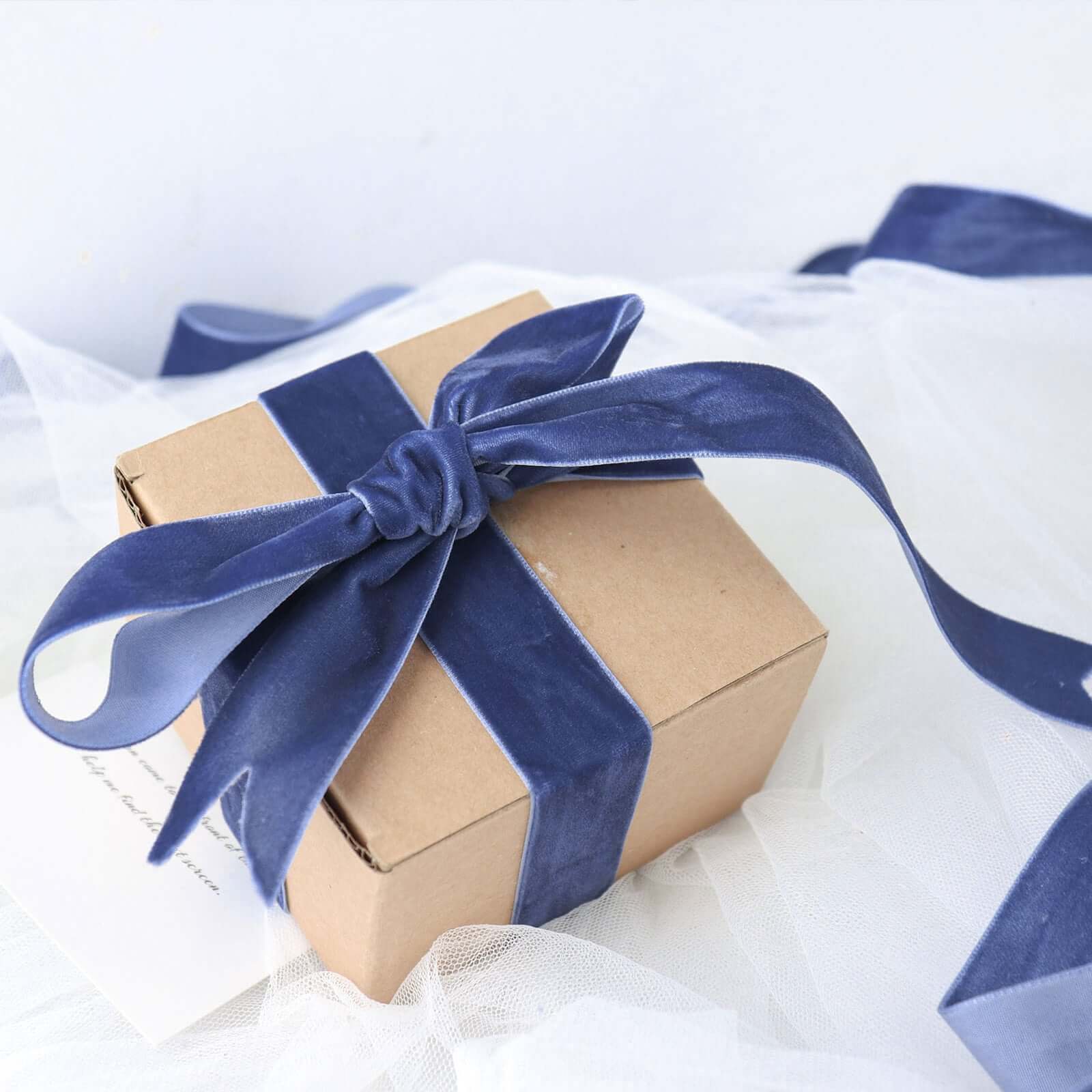 Navy Blue Velvet Single Faced Ribbon Spool, DIY Craft Supplies, Velvet and Nylon Ribbon Roll 10 Yards 1" - Image 5