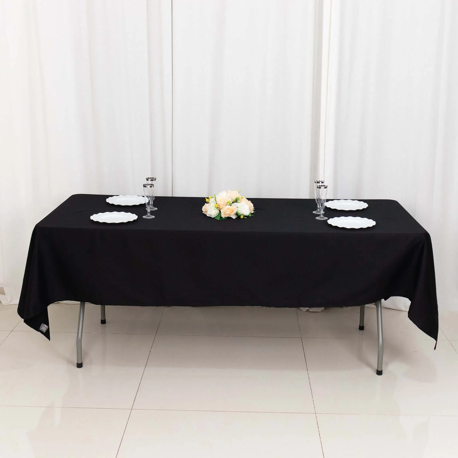 100% Cotton Rectangle Tablecloth 60"x102" Black Linen - Soft & Breathable Table Cover - Image 2