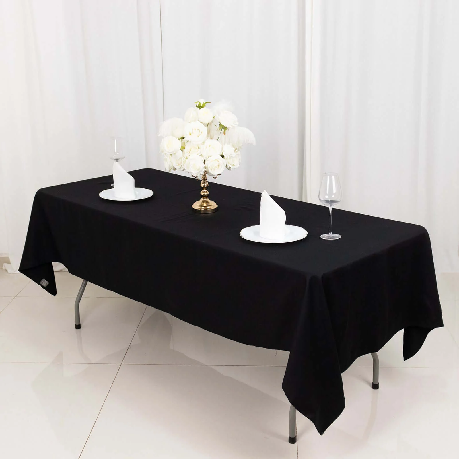 100% Cotton Rectangle Tablecloth 60"x102" Black Linen - Soft & Breathable Table Cover - Image 3