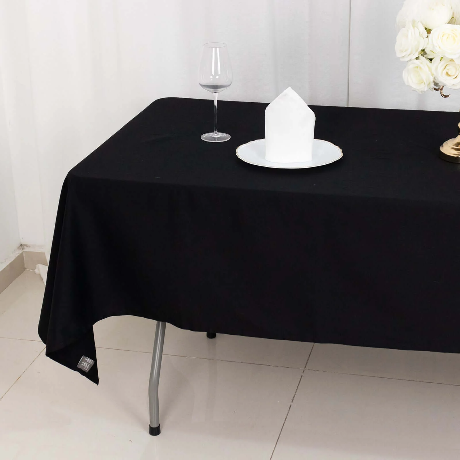 100% Cotton Rectangle Tablecloth 60"x102" Black Linen - Soft & Breathable Table Cover - Image 6