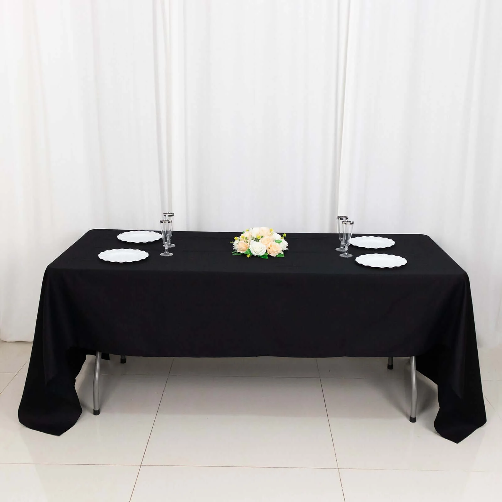 100% Cotton Rectangle Tablecloth 60"x126" Black Linen - Soft & Breathable Table Cover - Image 2