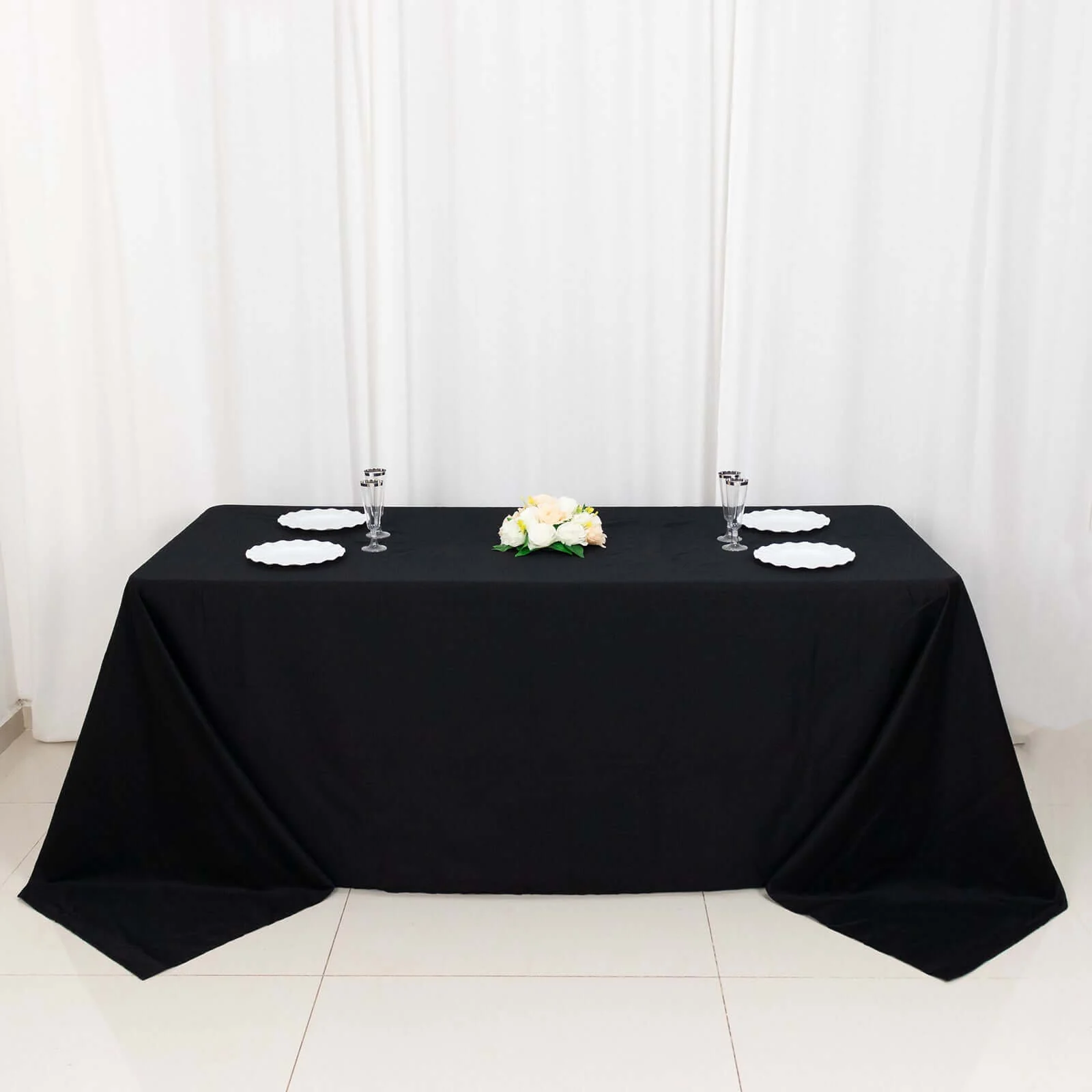 100% Cotton Rectangle Tablecloth 90"x132" Black Linen - Soft & Breathable Seamless Table Cover - Image 2