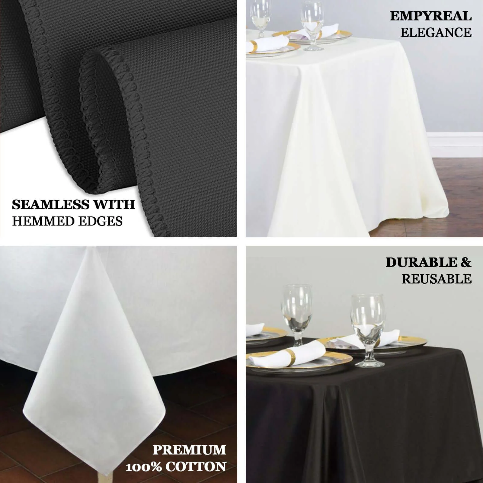 100% Cotton Rectangle Tablecloth 90"x132" White Linen - Soft & Breathable Seamless Table Cover - Image 4
