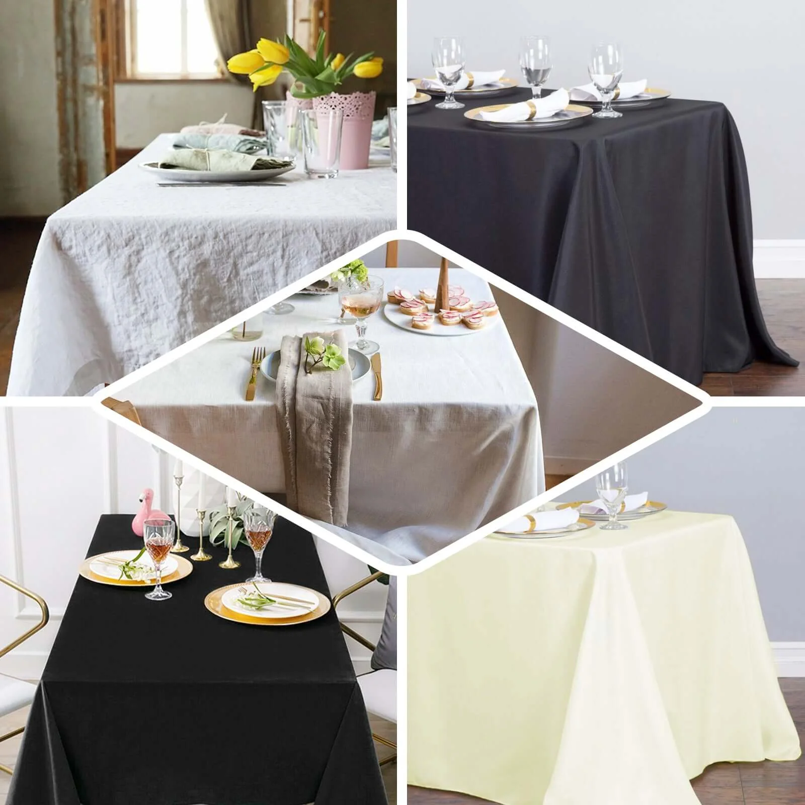 100% Cotton Rectangle Tablecloth 90"x132" White Linen - Soft & Breathable Seamless Table Cover - Image 5