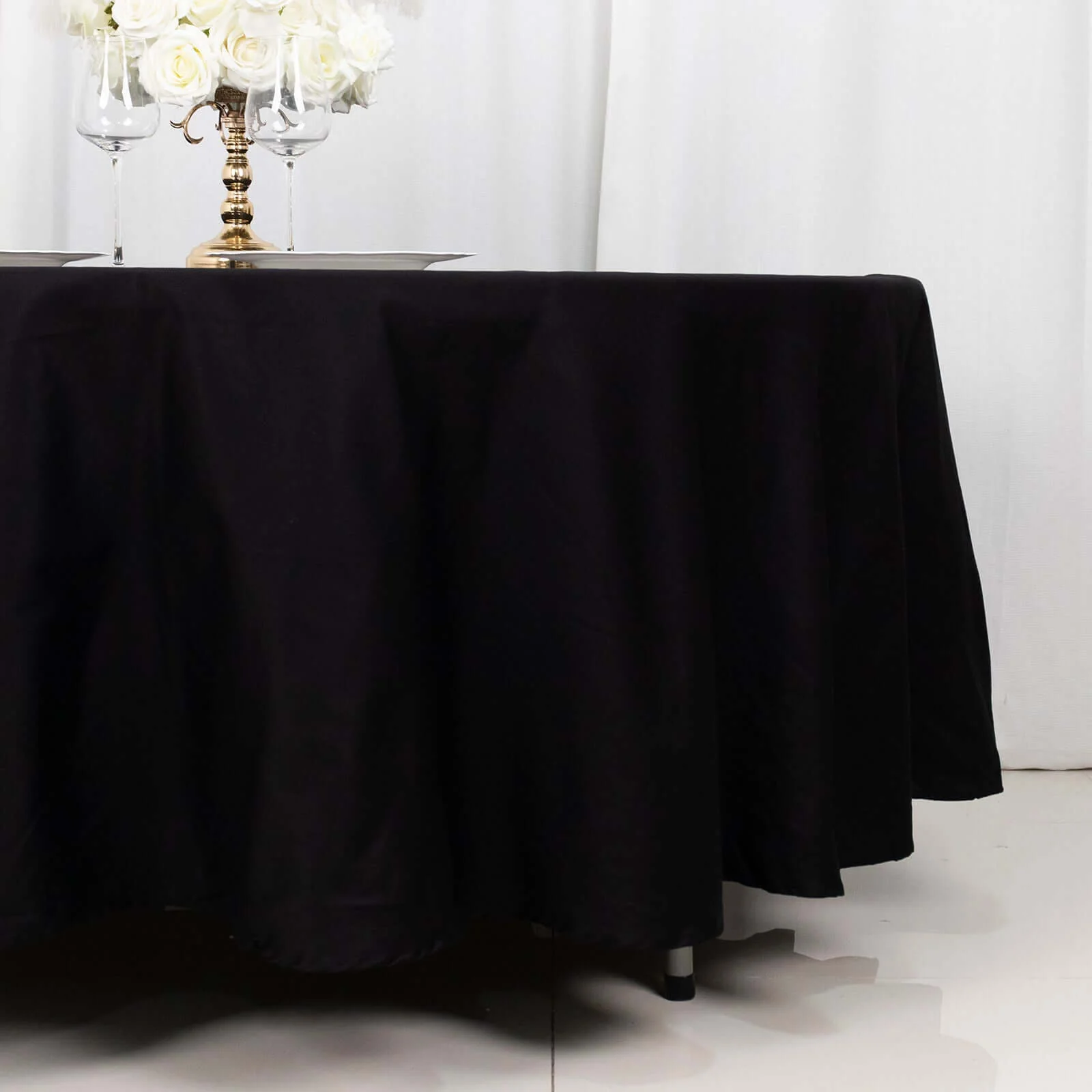 100% Cotton Round Tablecloth 108" Black Linen - Soft & Breathable Table Cover - Image 2