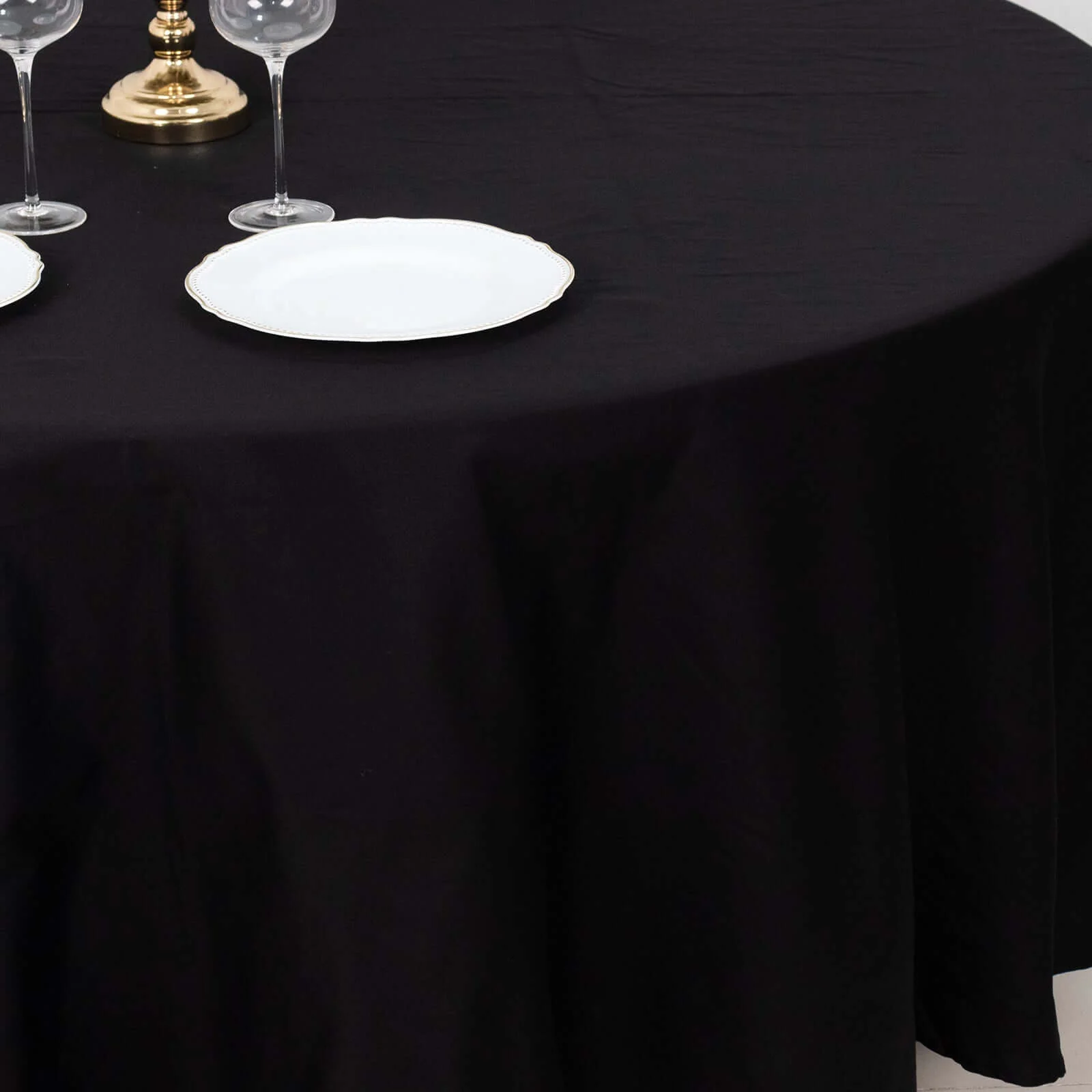 100% Cotton Round Tablecloth 108" Black Linen - Soft & Breathable Table Cover - Image 3