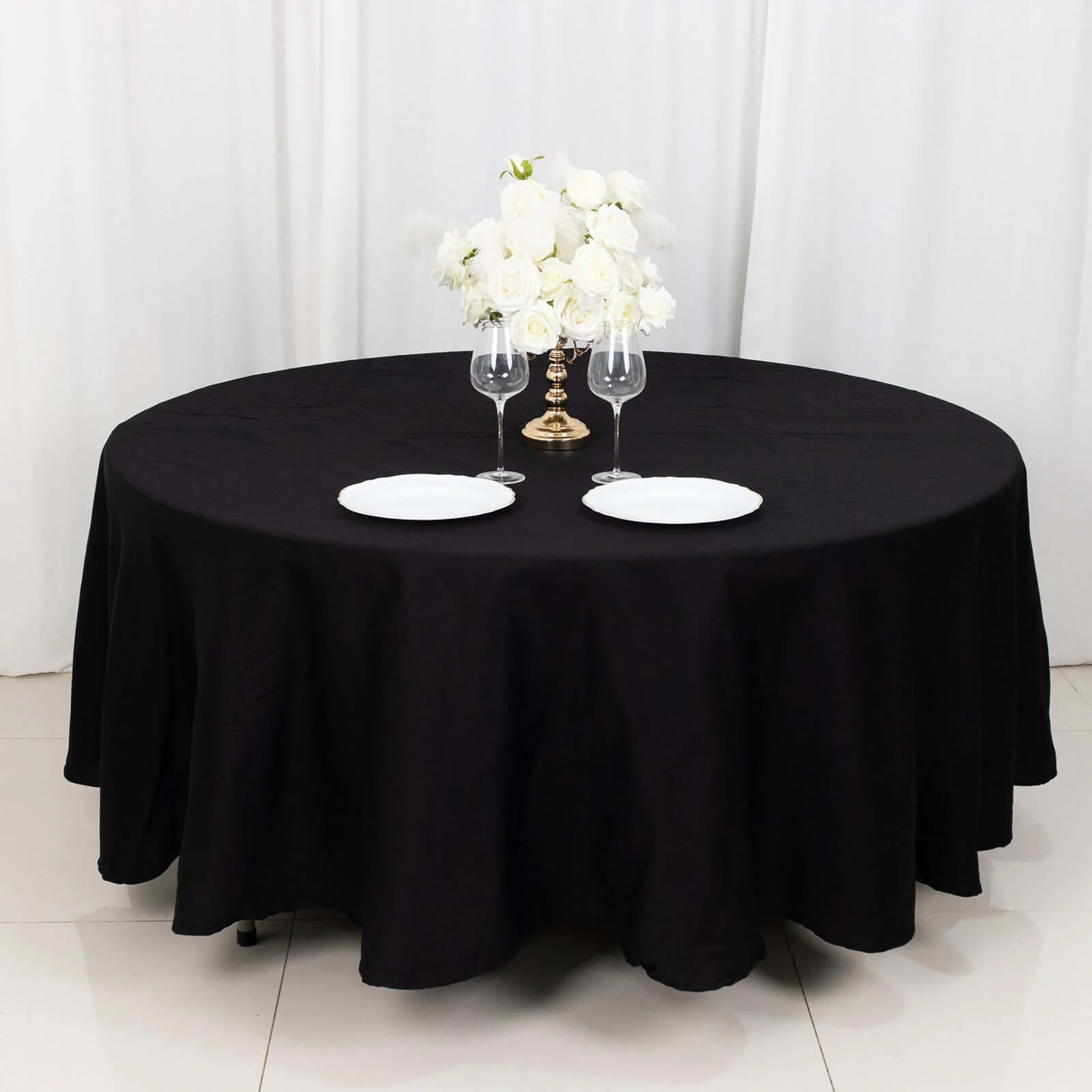 100% Cotton Round Tablecloth 108" Black Linen - Soft & Breathable Table Cover - Image 4