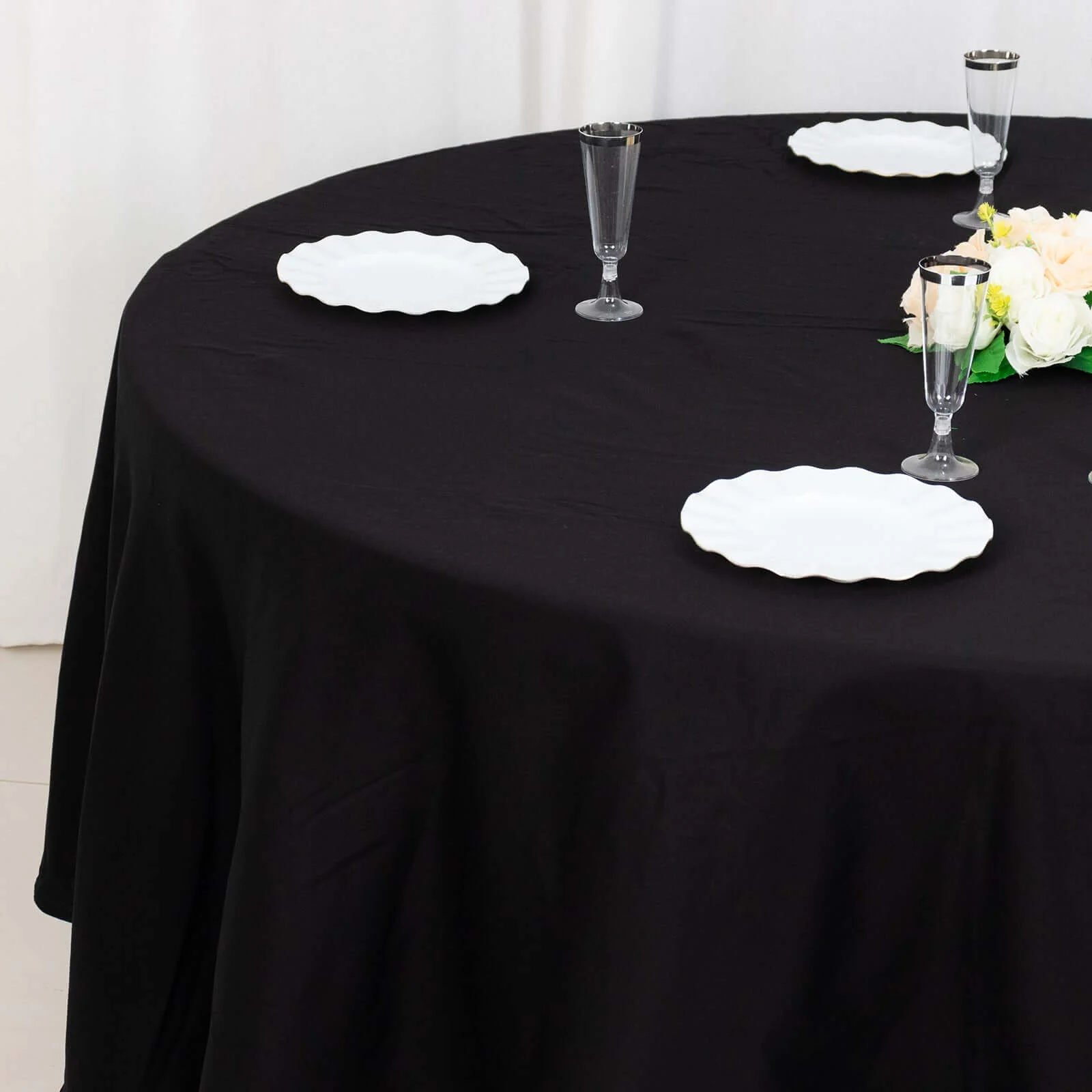 100% Cotton Round Tablecloth 108" Black Linen - Soft & Breathable Table Cover - Image 8