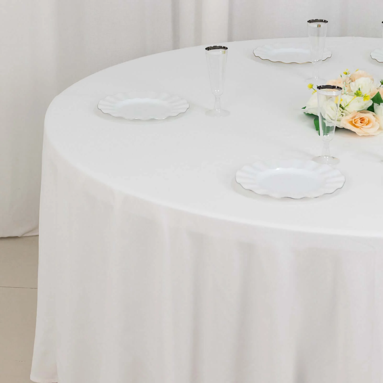 100% Cotton Round Tablecloth 108" White Linen - Soft & Breathable Table Cover - Image 2